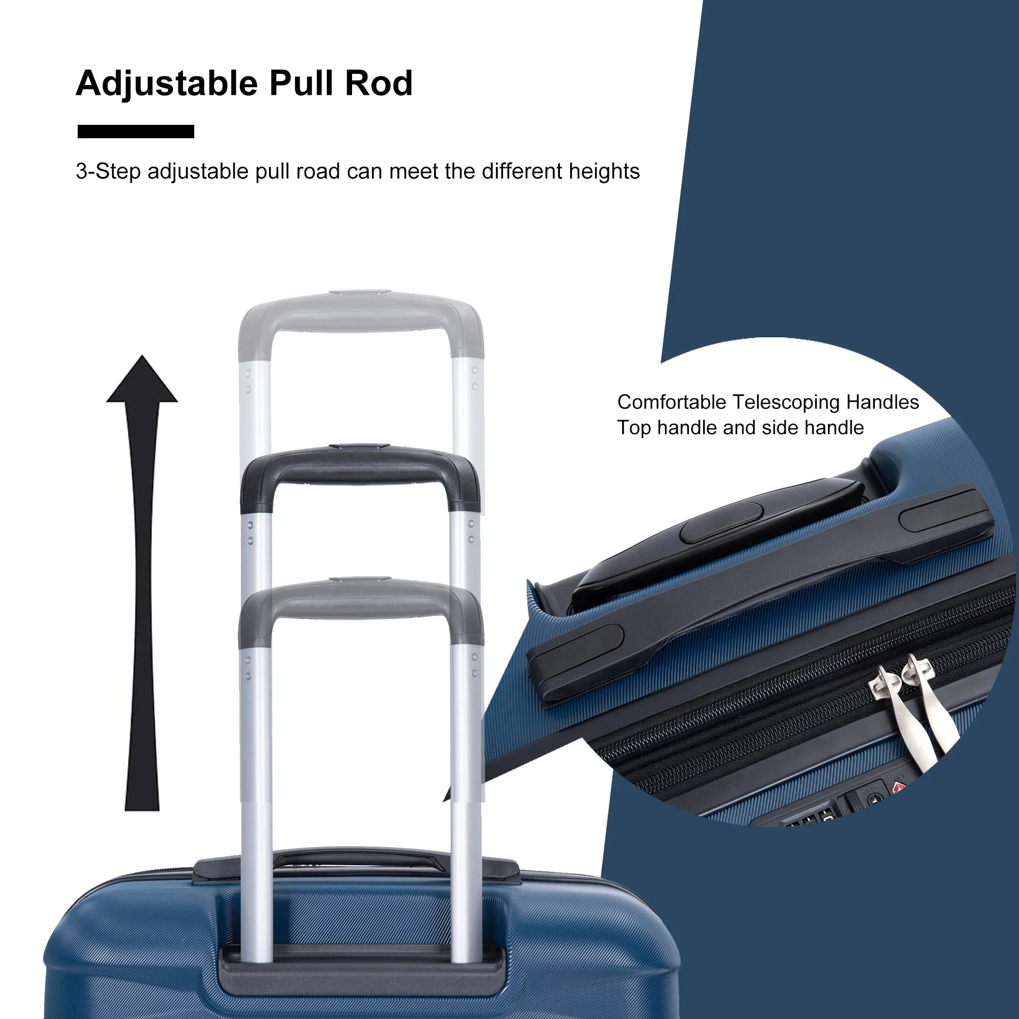 Double Spinner Wheels Luggage Sets with Hooks and TSA Lock