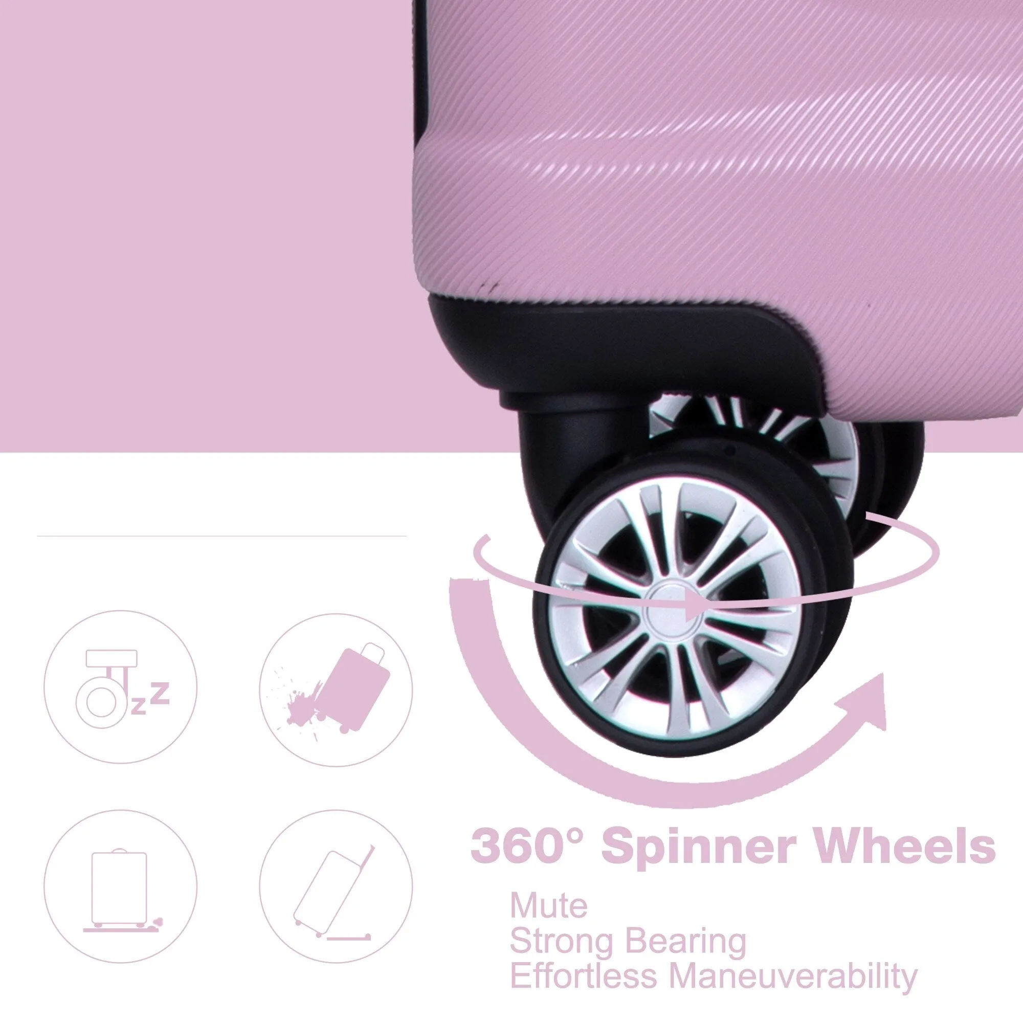 Double Spinner Wheels Luggage Sets with Hooks and TSA Lock