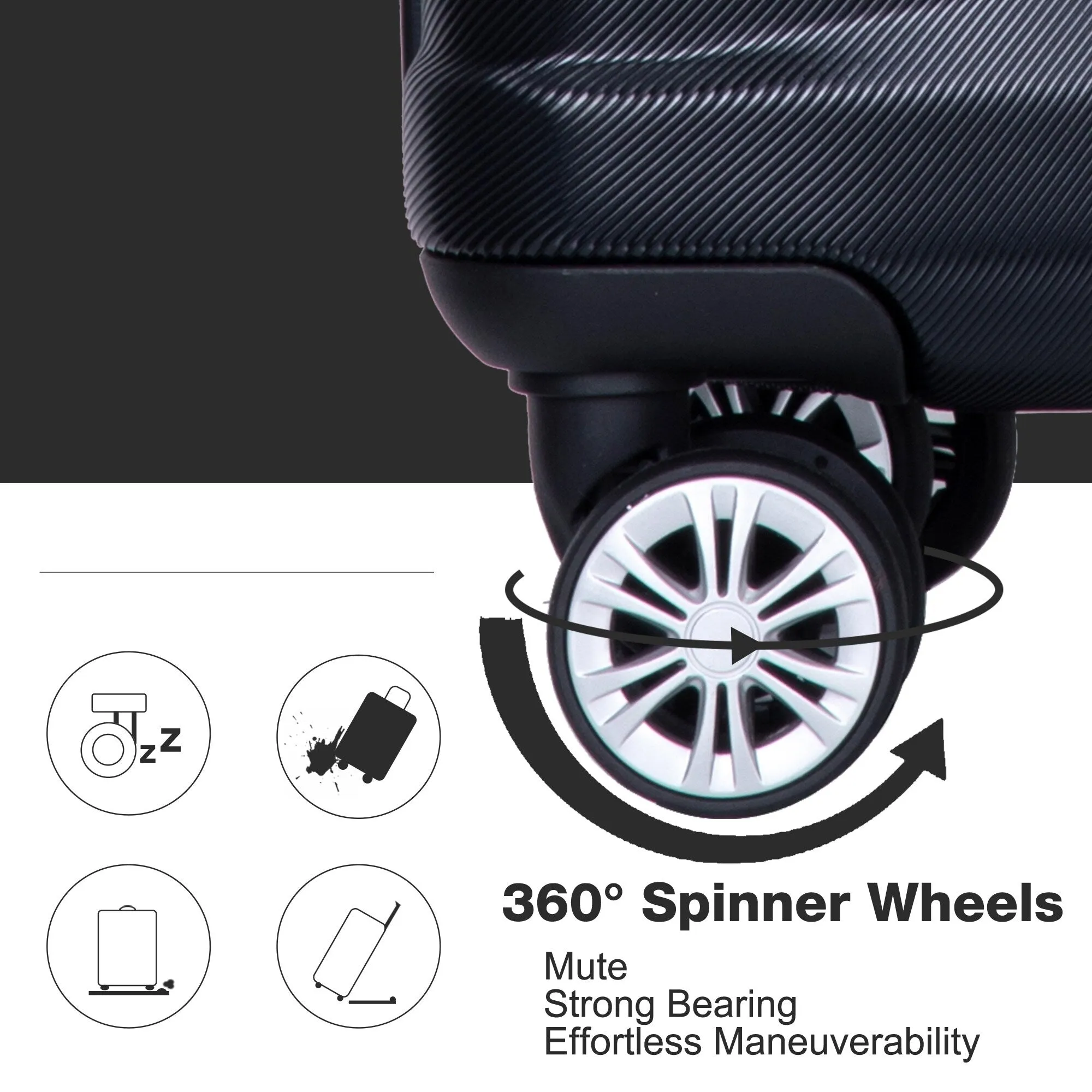 Double Spinner Wheels Luggage Sets with Hooks and TSA Lock