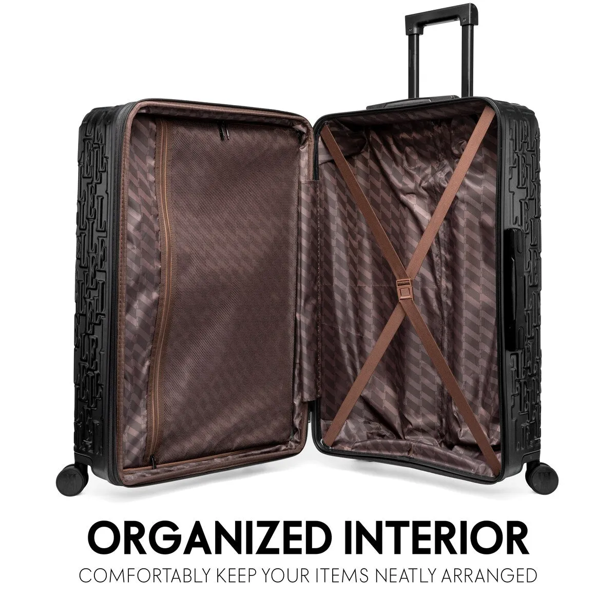 ELLE Wayfarer 3 Piece Expandable Monogram Spinner Luggage Set