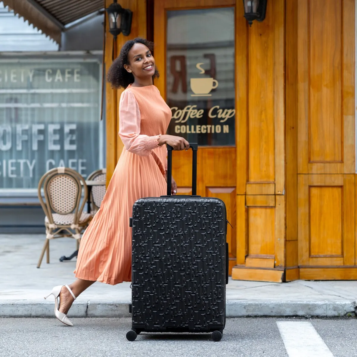 ELLE Wayfarer 3 Piece Expandable Monogram Spinner Luggage Set