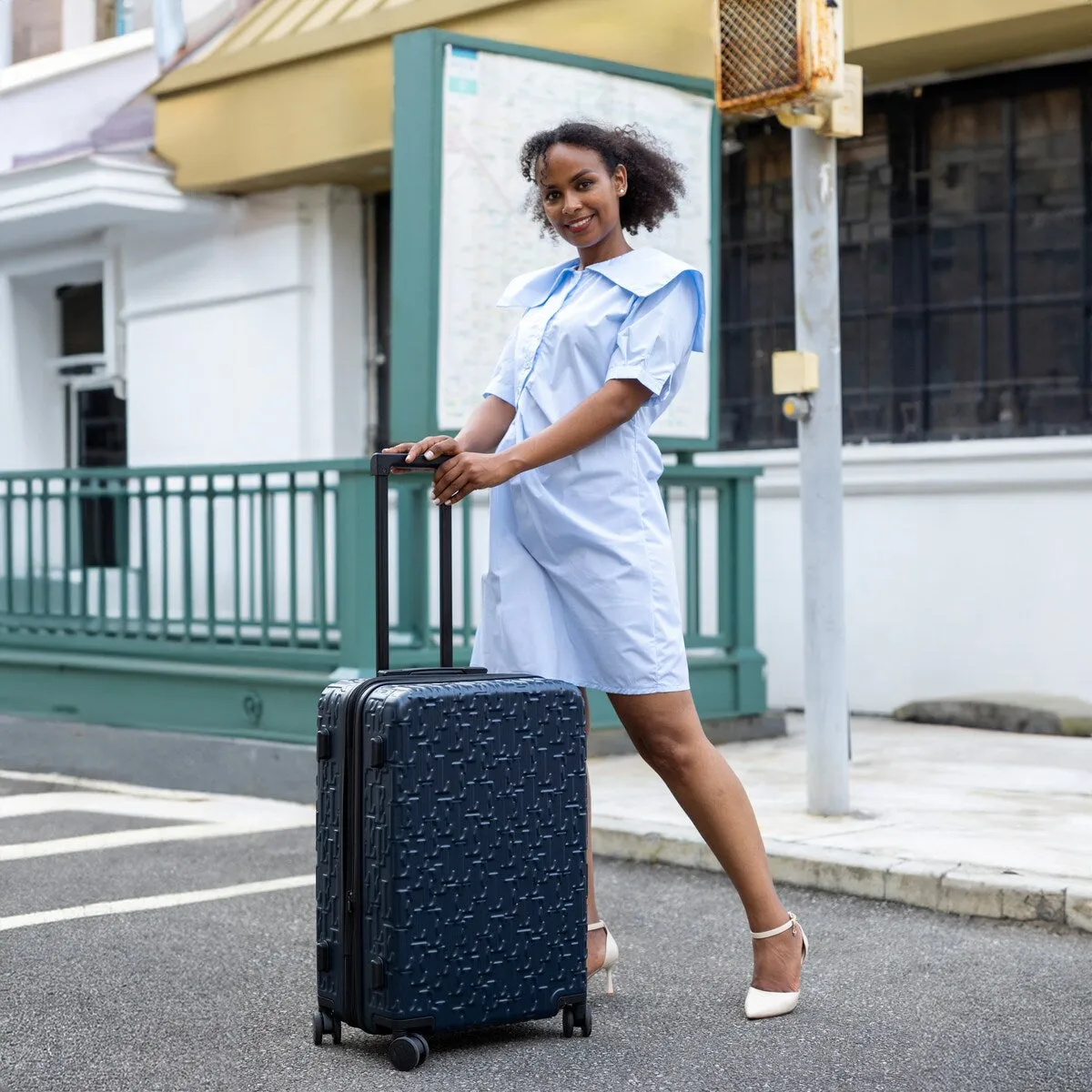 ELLE Wayfarer 3 Piece Expandable Monogram Spinner Luggage Set