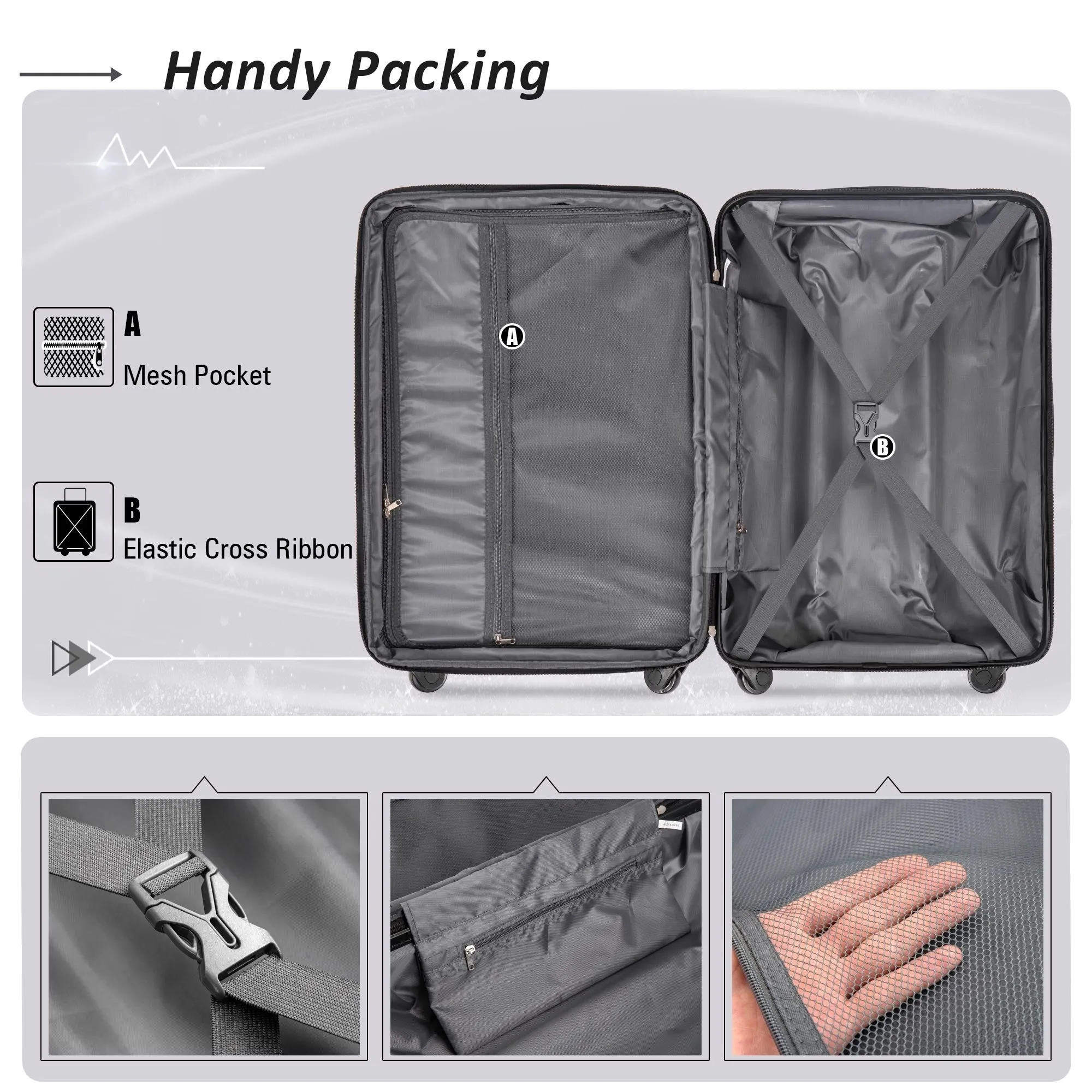 Expanable Spinner Wheel 2 Piece Luggage Set ABS Lightweight Suitcase with TSA Lock 20" 28"