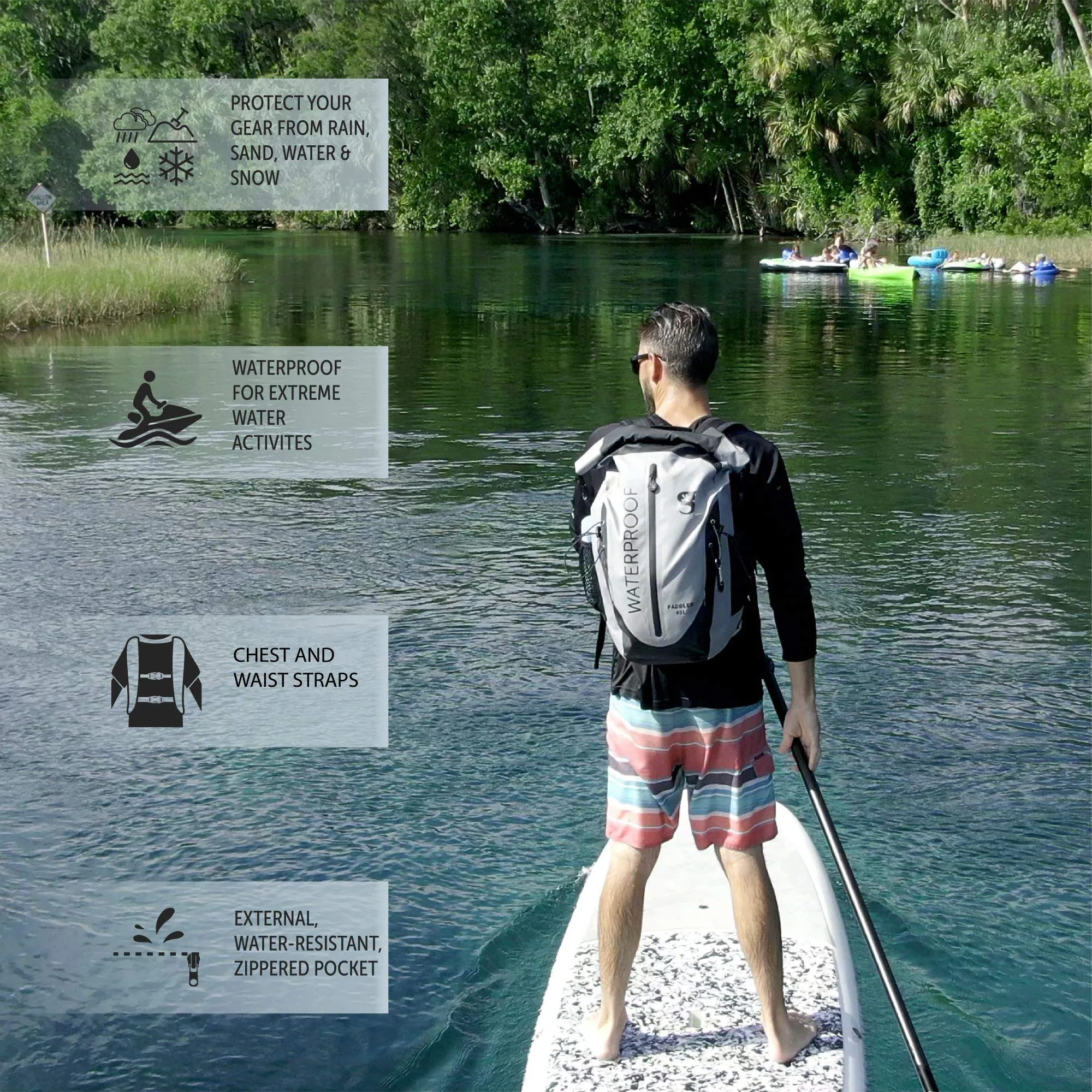 Geckobrands Paddler Waterproof Backpack