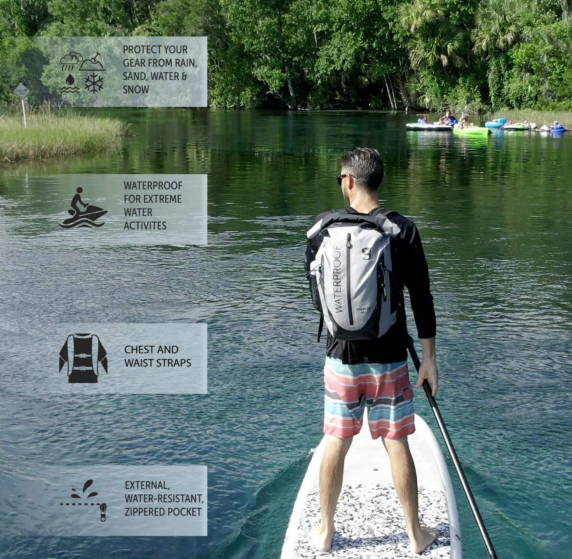 Geckobrands Paddler Waterproof Backpack