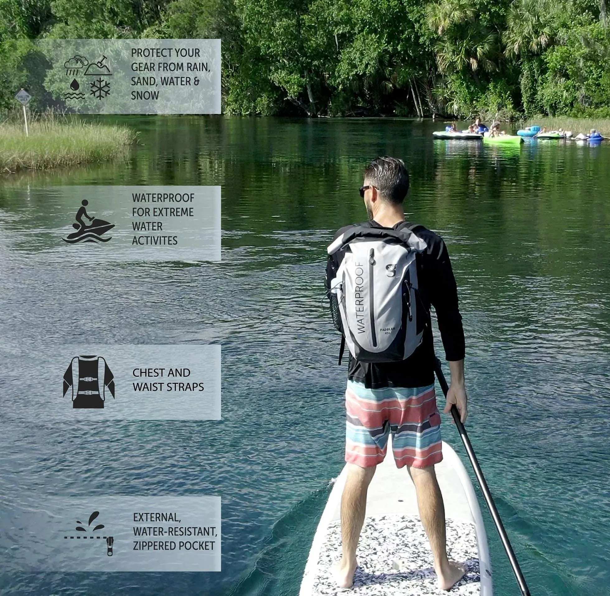 Geckobrands Paddler Waterproof Backpack