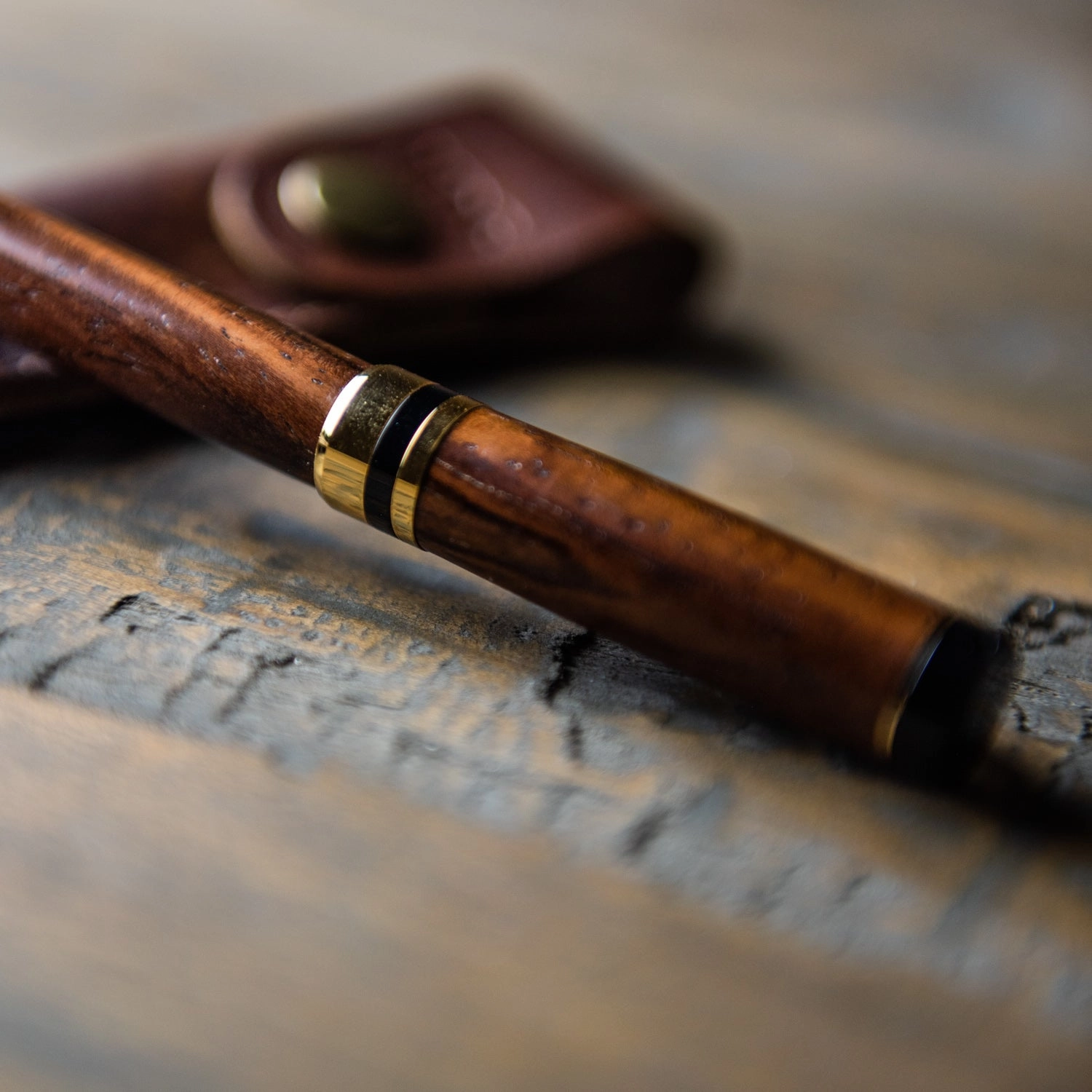 Hand-Turned Rose Wood Fountain Pen   Personalized Pen Sleeve
