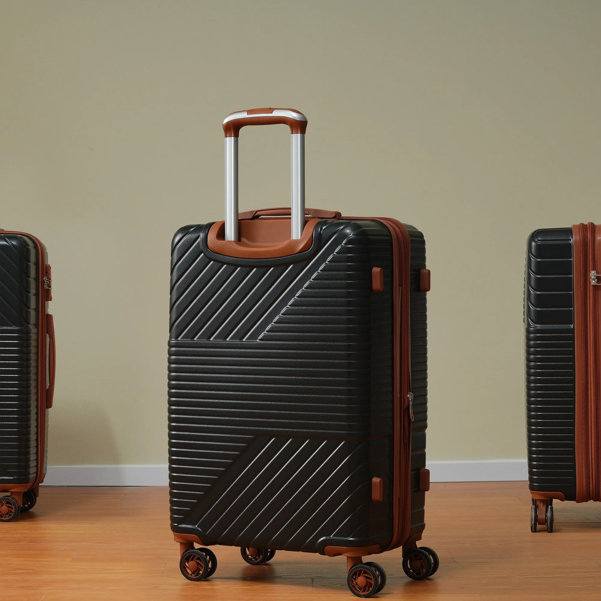 Hardshell Luggage Sets with Adjusted Handle and Spinner Wheels, 3 Pcs Lightweight Suitcase with Combination Lock (20''24''28'')