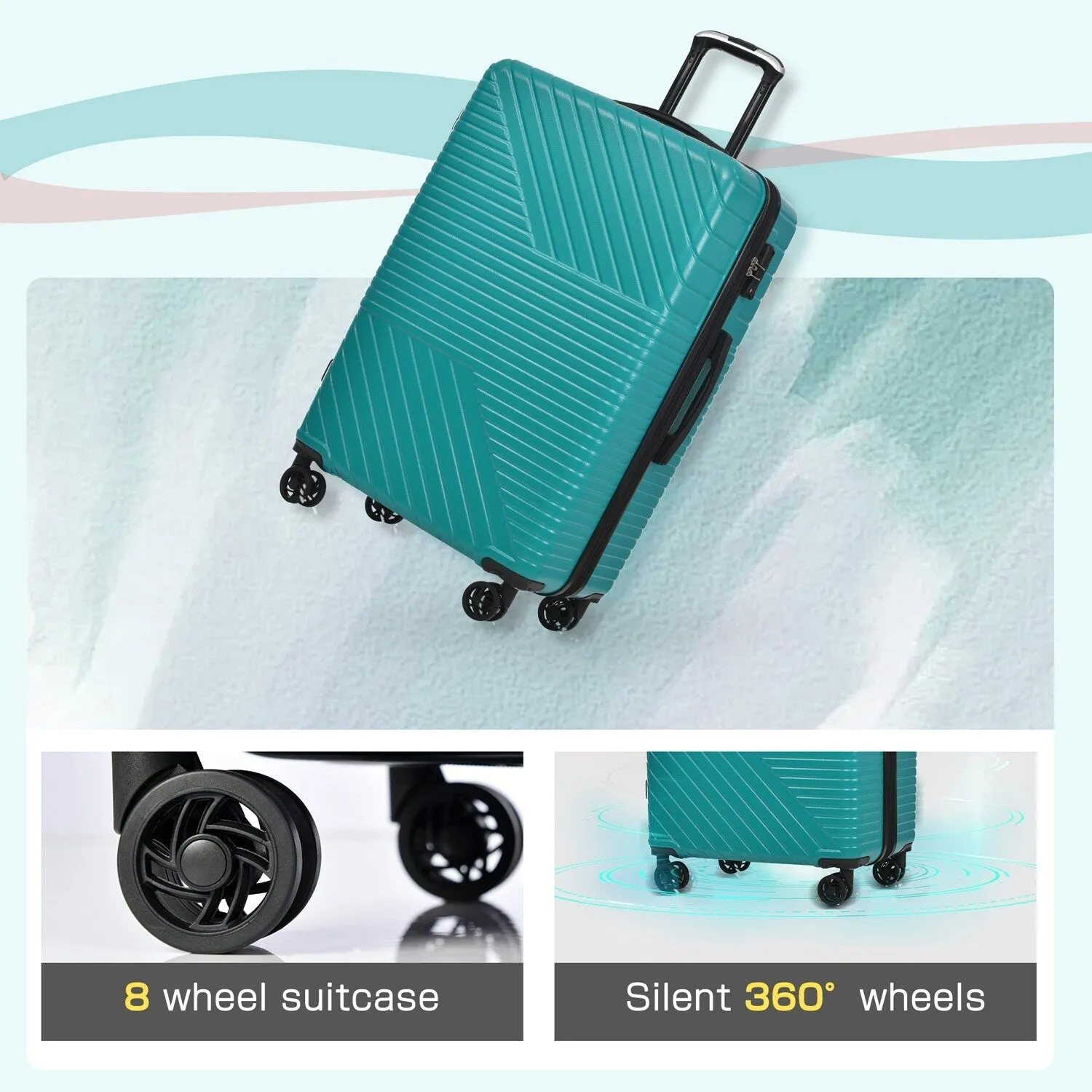 Hardshell Luggage Sets with Adjusted Handle and Spinner Wheels, 3 Pcs Lightweight Suitcase with Combination Lock (20''24''28'')