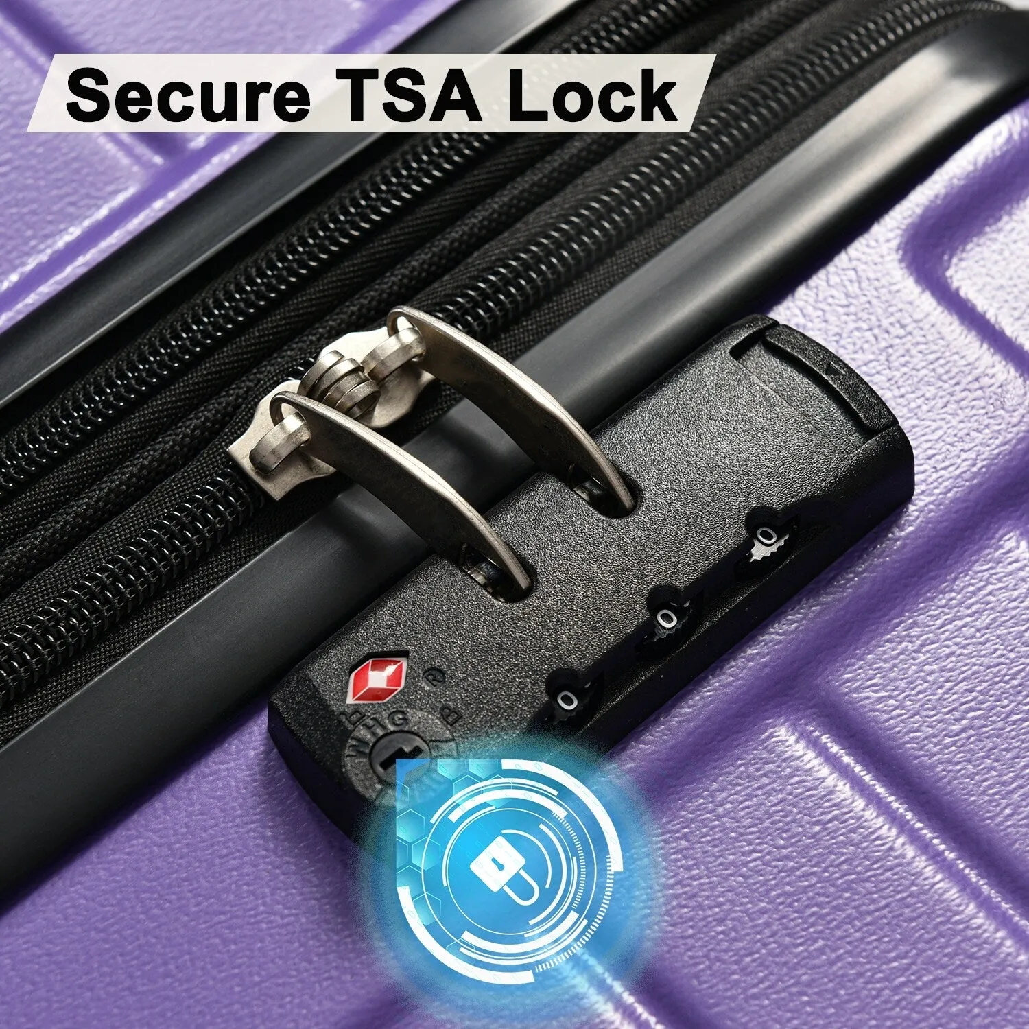 Hardshell Luggage Sets with Adjusted Handle and Spinner Wheels, 3 Pcs Lightweight Suitcase with Combination Lock (20''24''28'')