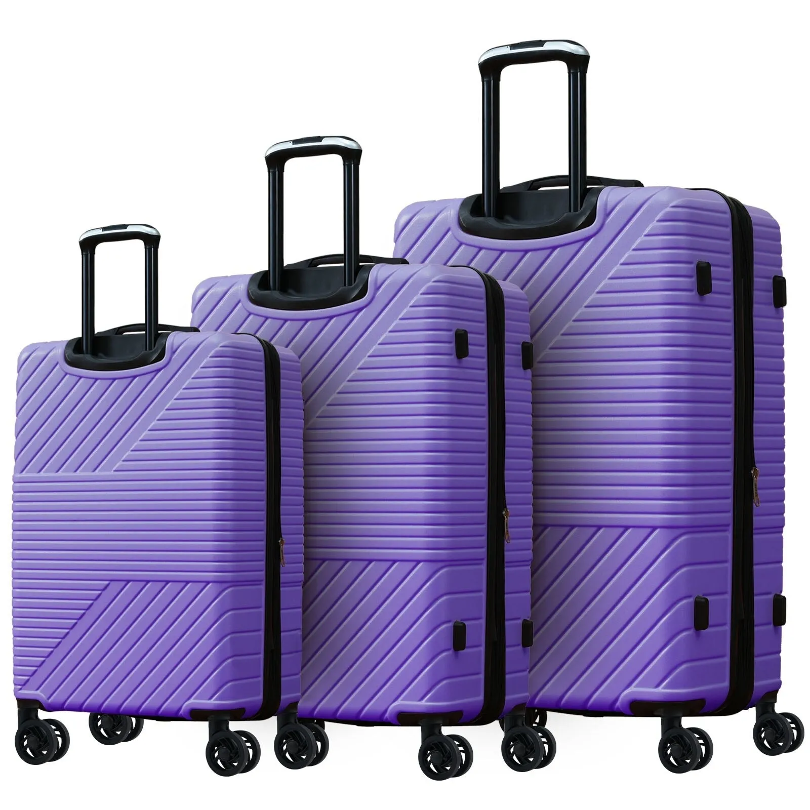 Hardshell Luggage Sets with Adjusted Handle and Spinner Wheels, 3 Pcs Lightweight Suitcase with Combination Lock (20''24''28'')