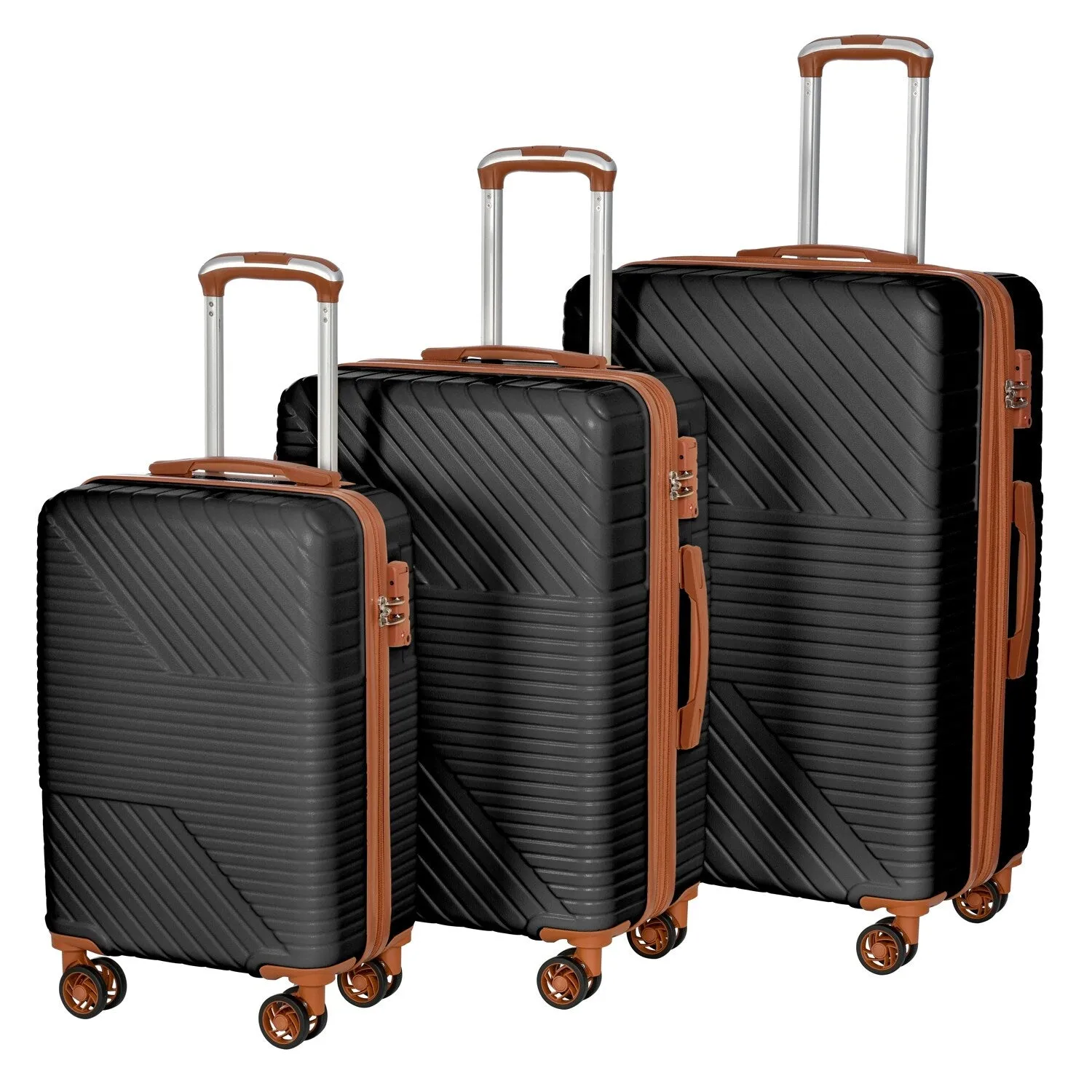 Hardshell Luggage Sets with Adjusted Handle and Spinner Wheels, 3 Pcs Lightweight Suitcase with Combination Lock (20''24''28'')