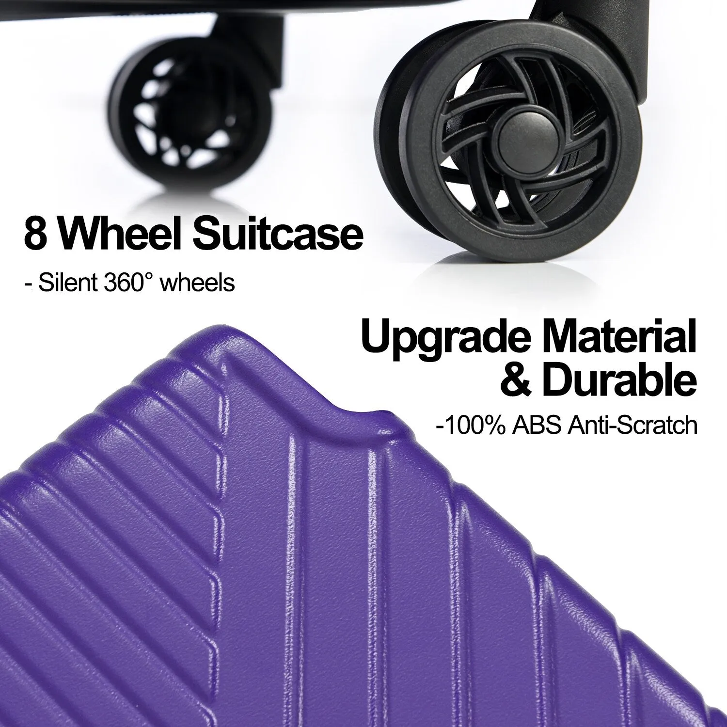 Hardshell Luggage Sets with Adjusted Handle and Spinner Wheels, 3 Pcs Lightweight Suitcase with Combination Lock (20''24''28'')