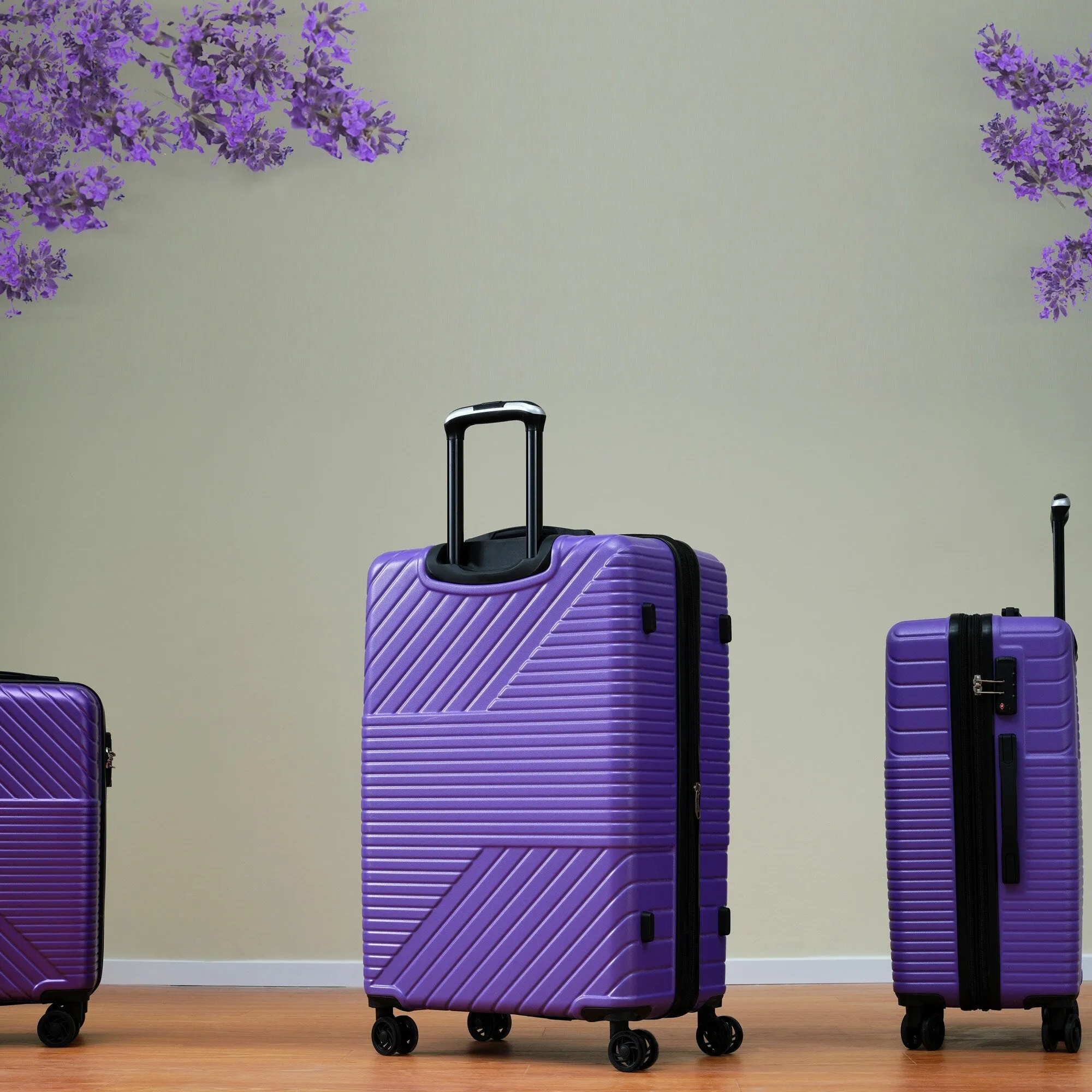 Hardshell Luggage Sets with Adjusted Handle and Spinner Wheels, 3 Pcs Lightweight Suitcase with Combination Lock (20''24''28'')