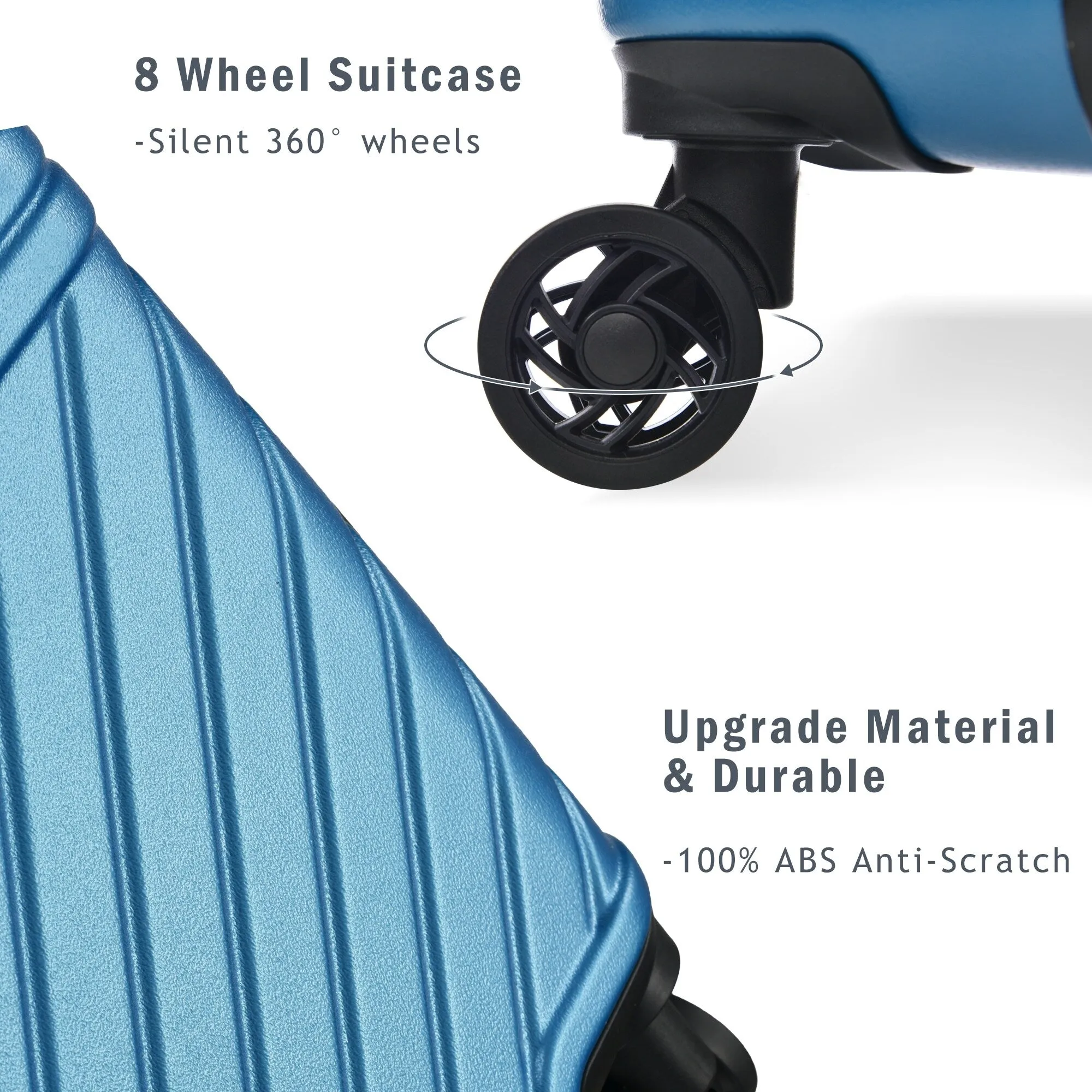 Hardshell Luggage Sets with Adjusted Handle and Spinner Wheels, 3 Pcs Lightweight Suitcase with Combination Lock (20''24''28'')