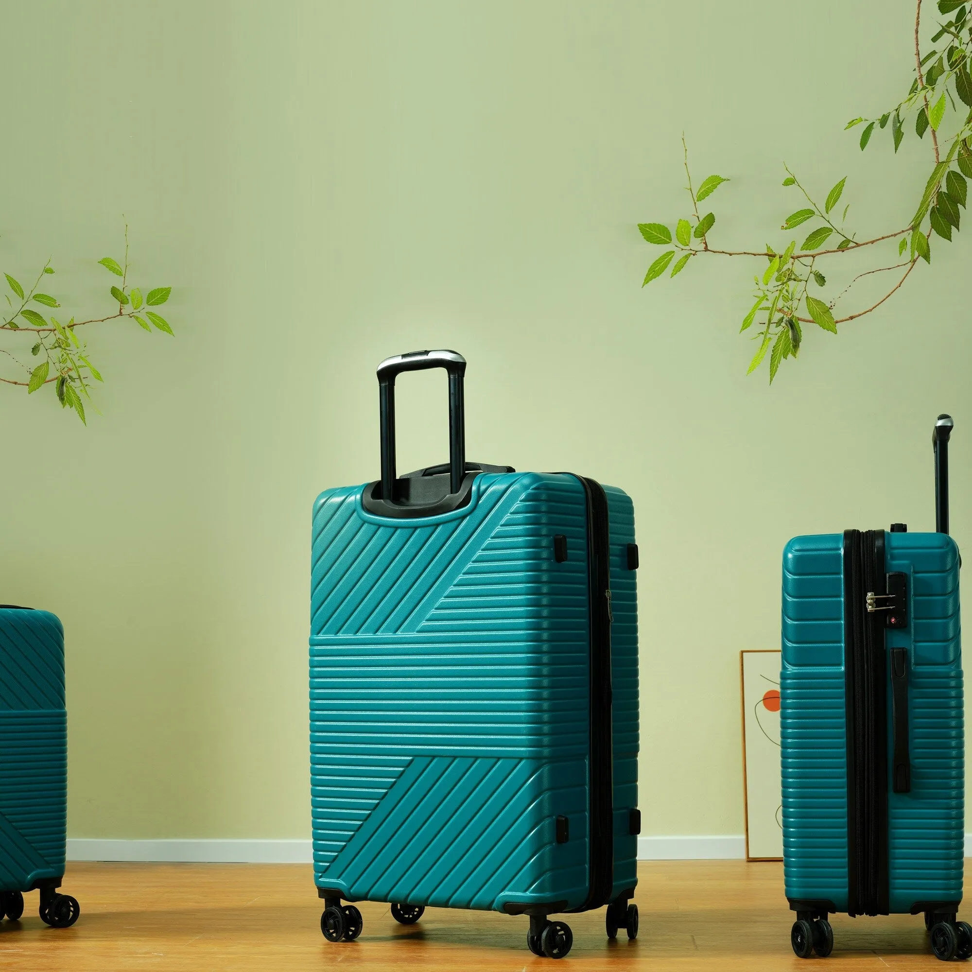 Hardshell Luggage Sets with Adjusted Handle and Spinner Wheels, 3 Pcs Lightweight Suitcase with Combination Lock (20''24''28'')