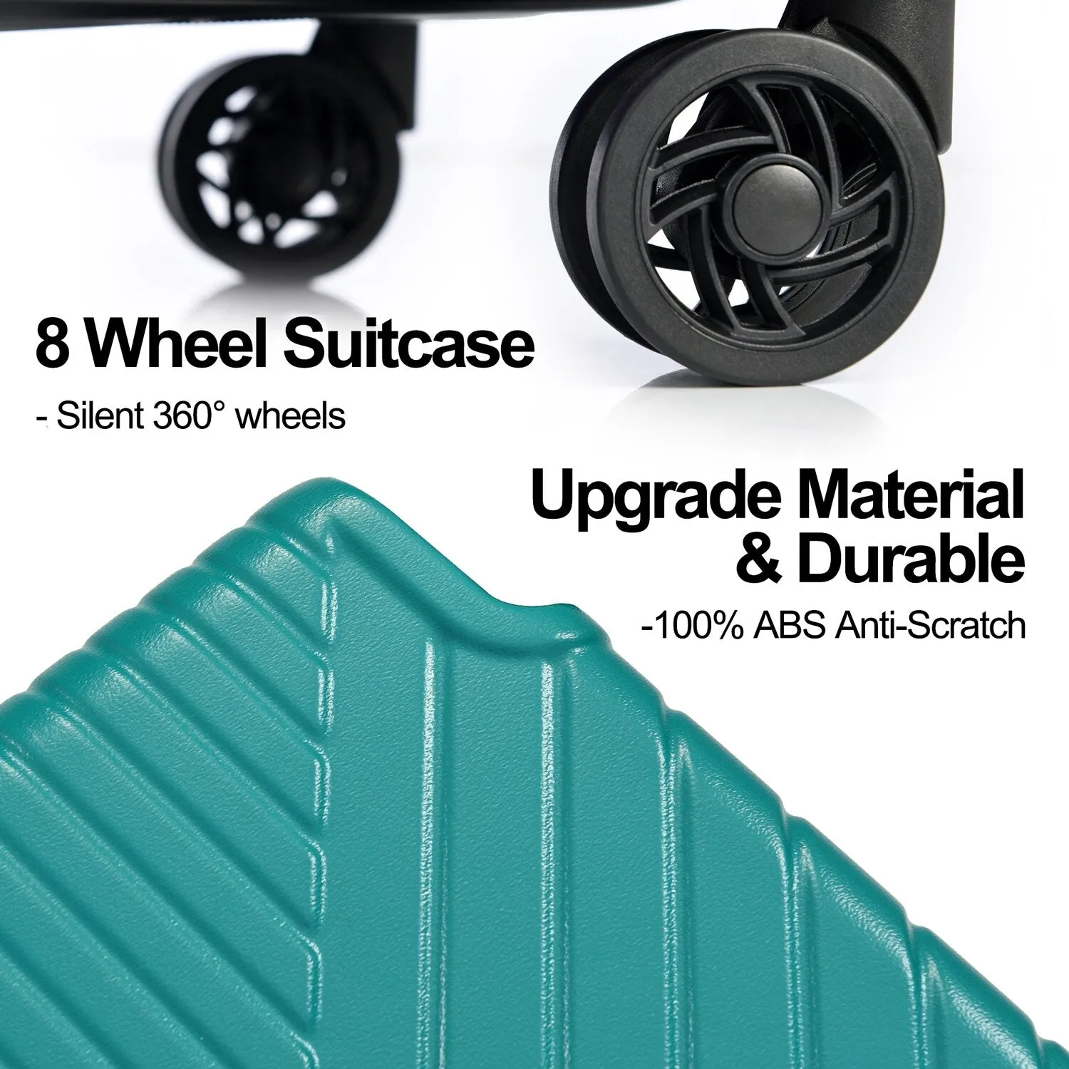 Hardshell Luggage Sets with Adjusted Handle and Spinner Wheels, 3 Pcs Lightweight Suitcase with Combination Lock (20''24''28'')
