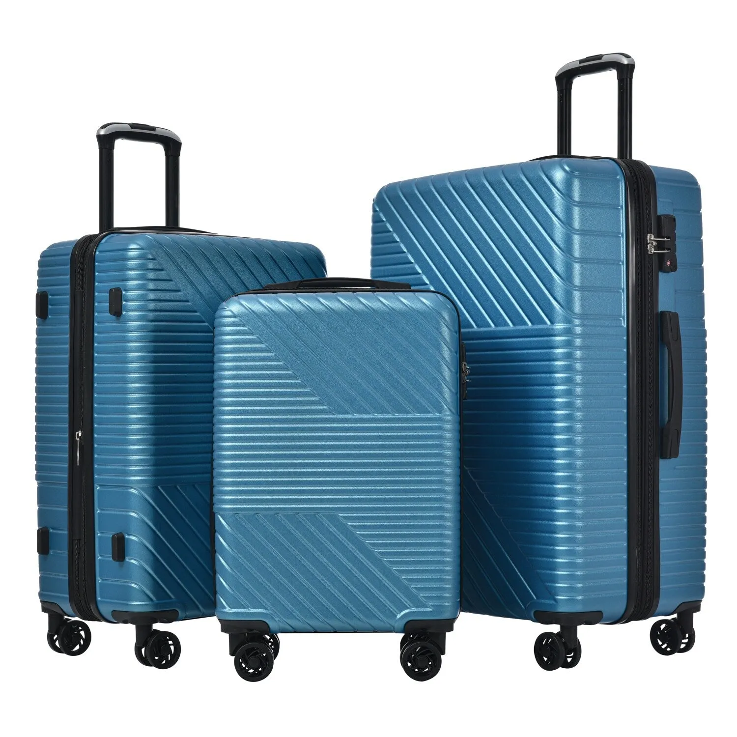 Hardshell Luggage Sets with Adjusted Handle and Spinner Wheels, 3 Pcs Lightweight Suitcase with Combination Lock (20''24''28'')