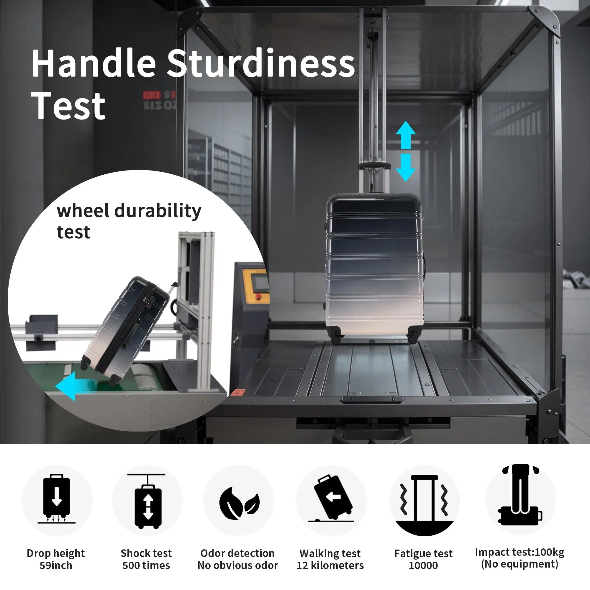Hardshell Luggage Sets with Silicone Handles and TSA Lock, 3 Piece Gradient Color Expandable Suitcase with Spinner Wheels