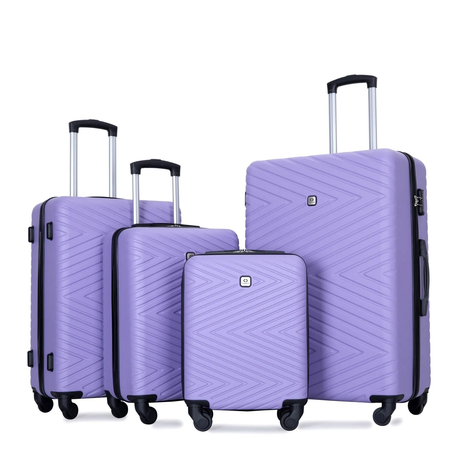 Hardsided 4-piece Luggage with Rotating Wheels and TSA Lock, ABS Lightweight Suitcase with Adjustable Pull Rod (16/20/24/28)