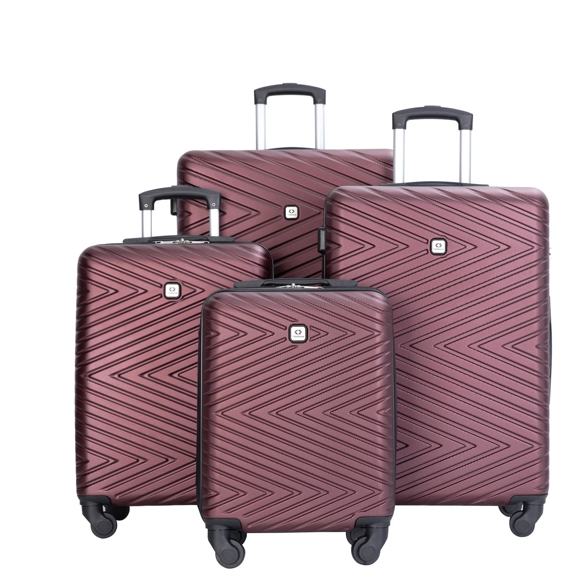 Hardsided 4-piece Luggage with Rotating Wheels and TSA Lock, ABS Lightweight Suitcase with Adjustable Pull Rod (16/20/24/28)