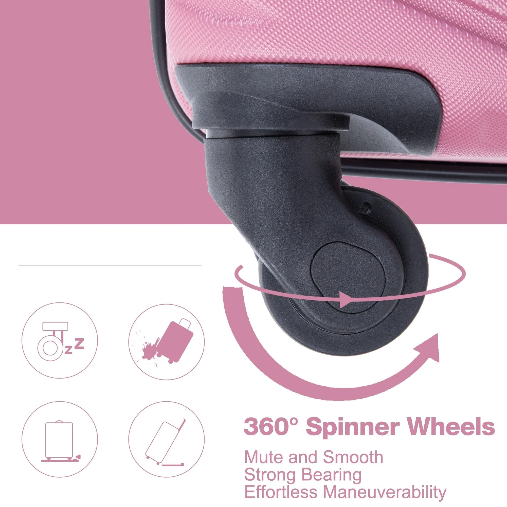 Hardsided 4-piece Luggage with Rotating Wheels and TSA Lock, ABS Lightweight Suitcase with Adjustable Pull Rod (16/20/24/28)