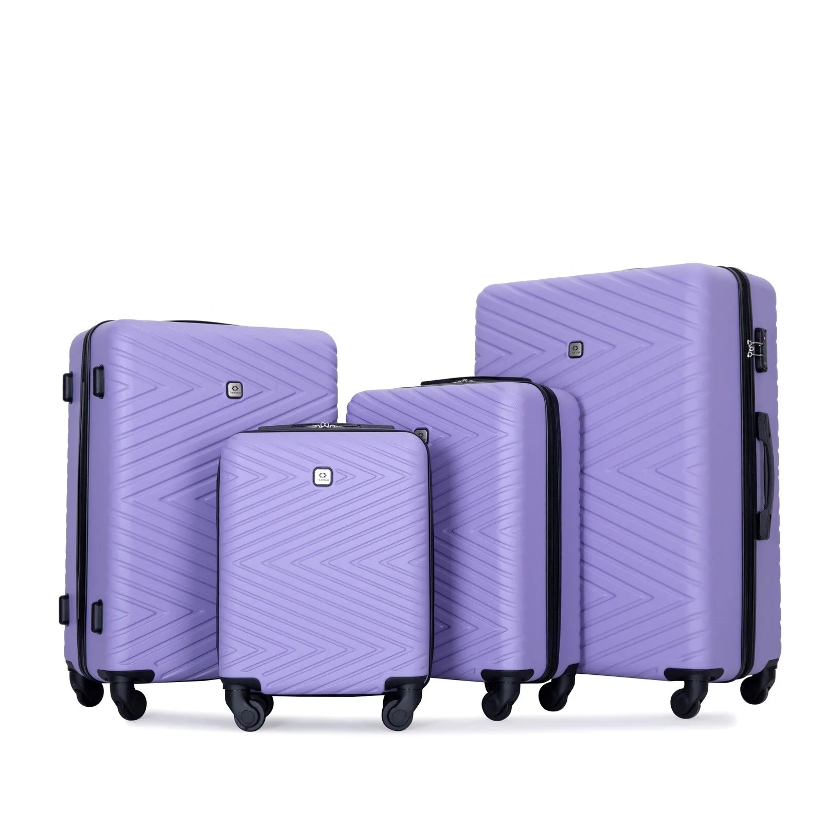 Hardsided 4-piece Luggage with Rotating Wheels and TSA Lock, ABS Lightweight Suitcase with Adjustable Pull Rod (16/20/24/28)
