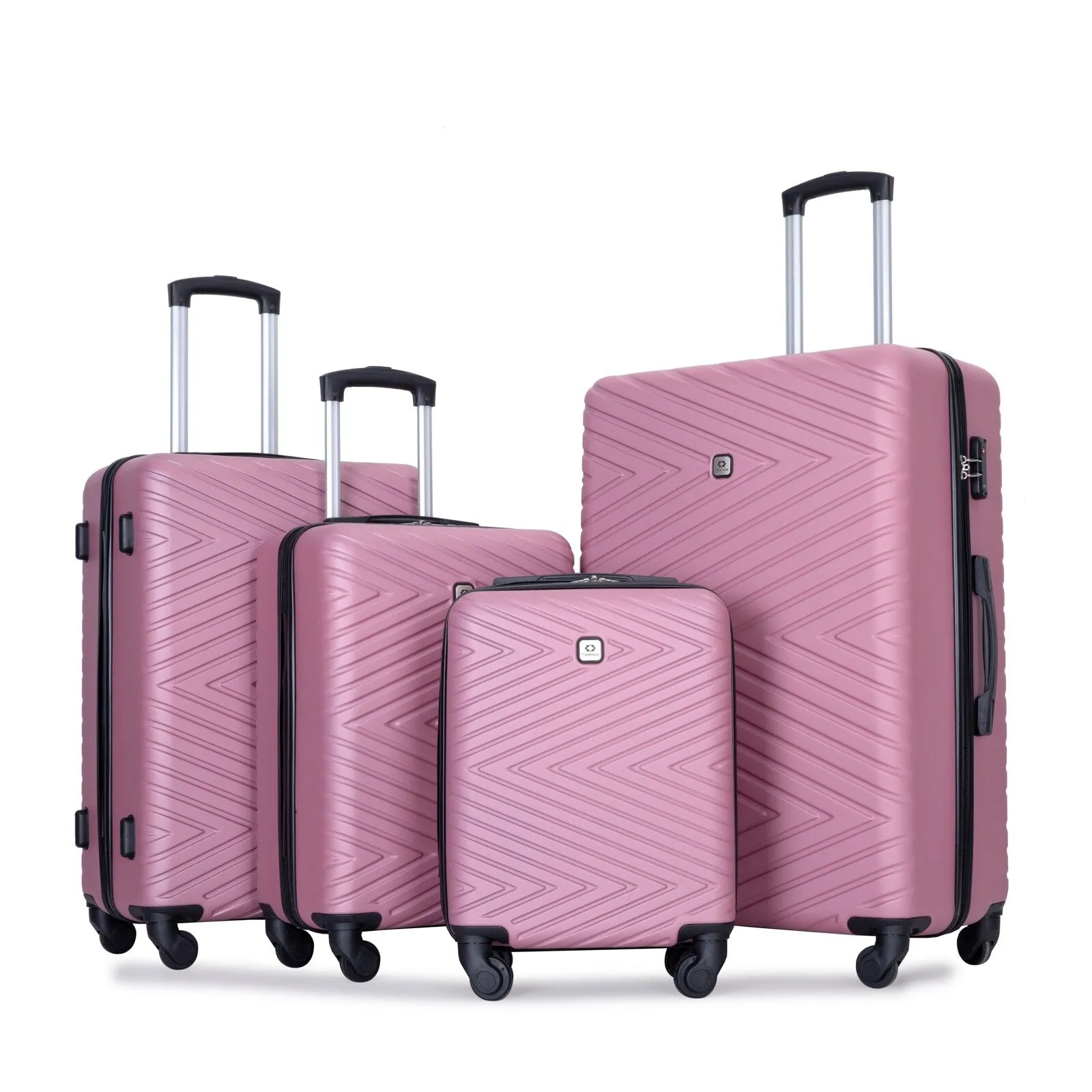 Hardsided 4-piece Luggage with Rotating Wheels and TSA Lock, ABS Lightweight Suitcase with Adjustable Pull Rod (16/20/24/28)