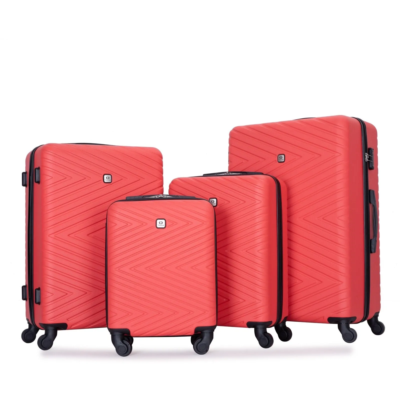 Hardsided 4-piece Luggage with Rotating Wheels and TSA Lock, ABS Lightweight Suitcase with Adjustable Pull Rod (16/20/24/28)