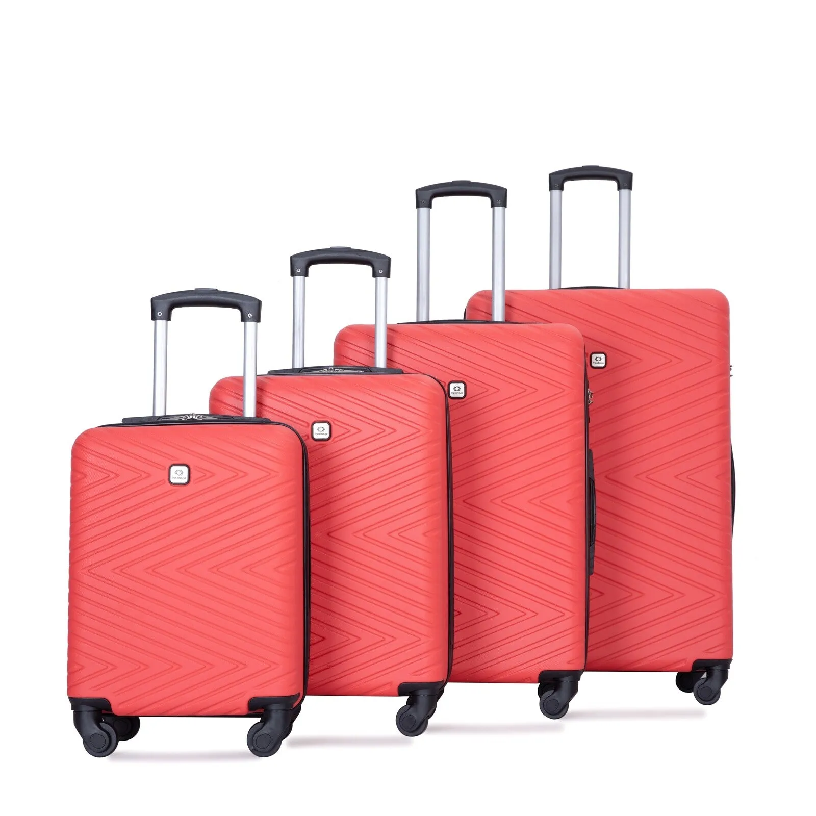 Hardsided 4-piece Luggage with Rotating Wheels and TSA Lock, ABS Lightweight Suitcase with Adjustable Pull Rod (16/20/24/28)