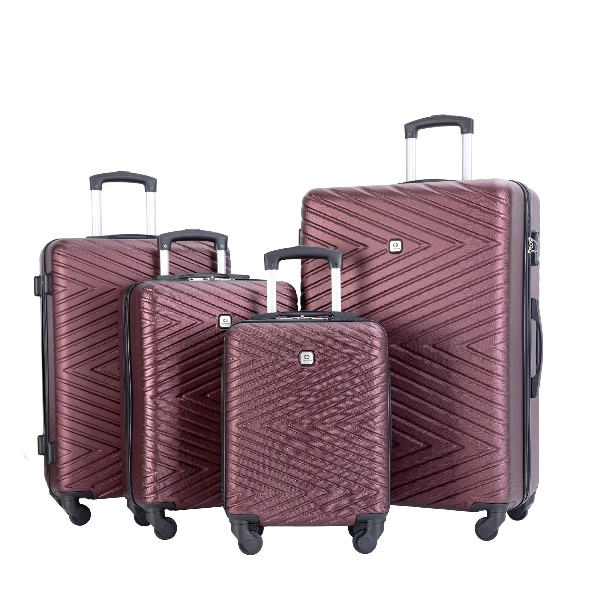 Hardsided 4-piece Luggage with Rotating Wheels and TSA Lock, ABS Lightweight Suitcase with Adjustable Pull Rod (16/20/24/28)