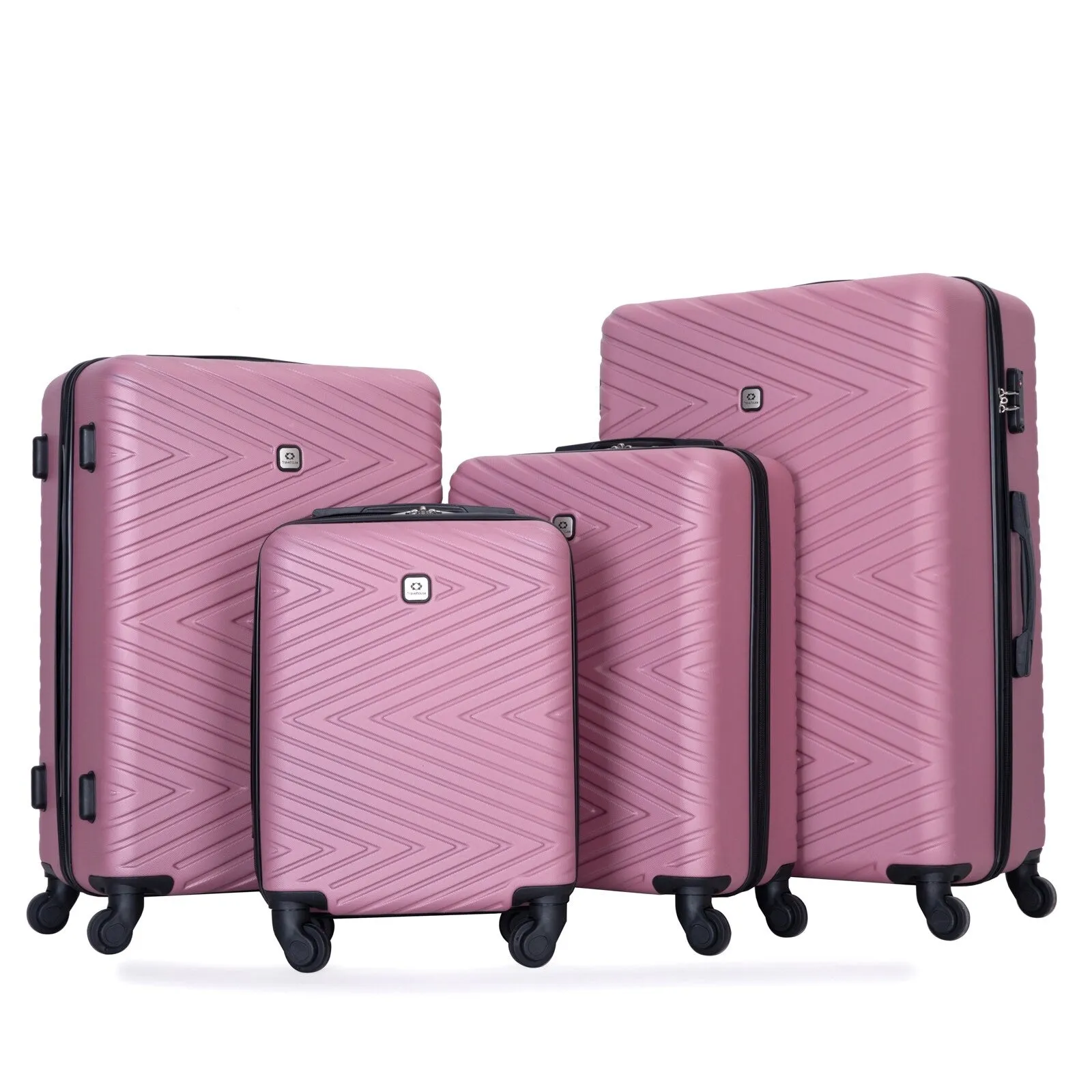 Hardsided 4-piece Luggage with Rotating Wheels and TSA Lock, ABS Lightweight Suitcase with Adjustable Pull Rod (16/20/24/28)