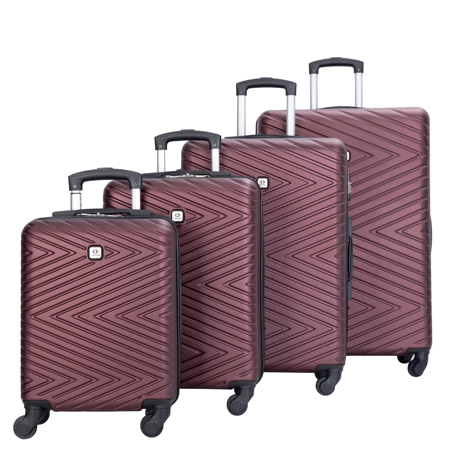 Hardsided 4-piece Luggage with Rotating Wheels and TSA Lock, ABS Lightweight Suitcase with Adjustable Pull Rod (16/20/24/28)