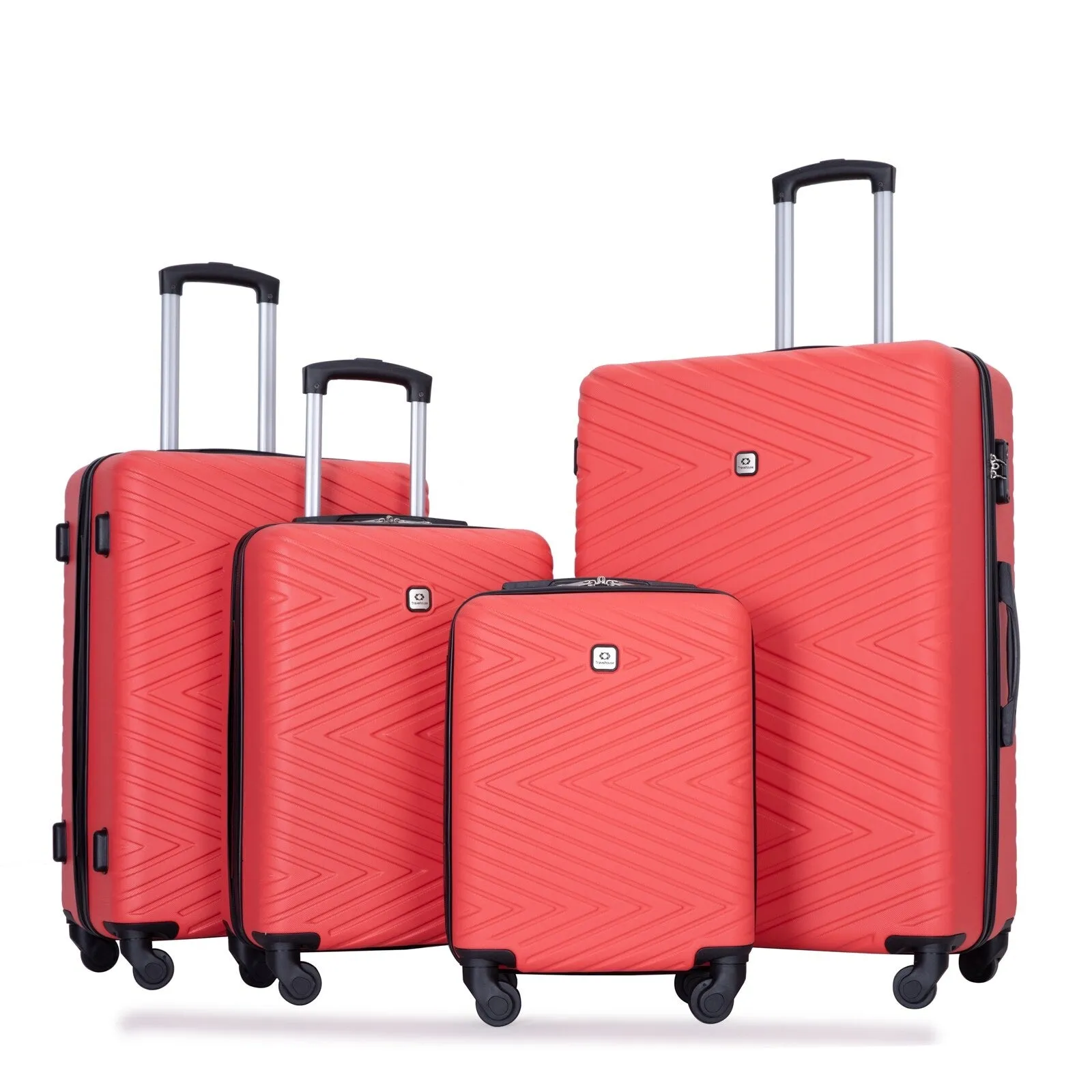 Hardsided 4-piece Luggage with Rotating Wheels and TSA Lock, ABS Lightweight Suitcase with Adjustable Pull Rod (16/20/24/28)
