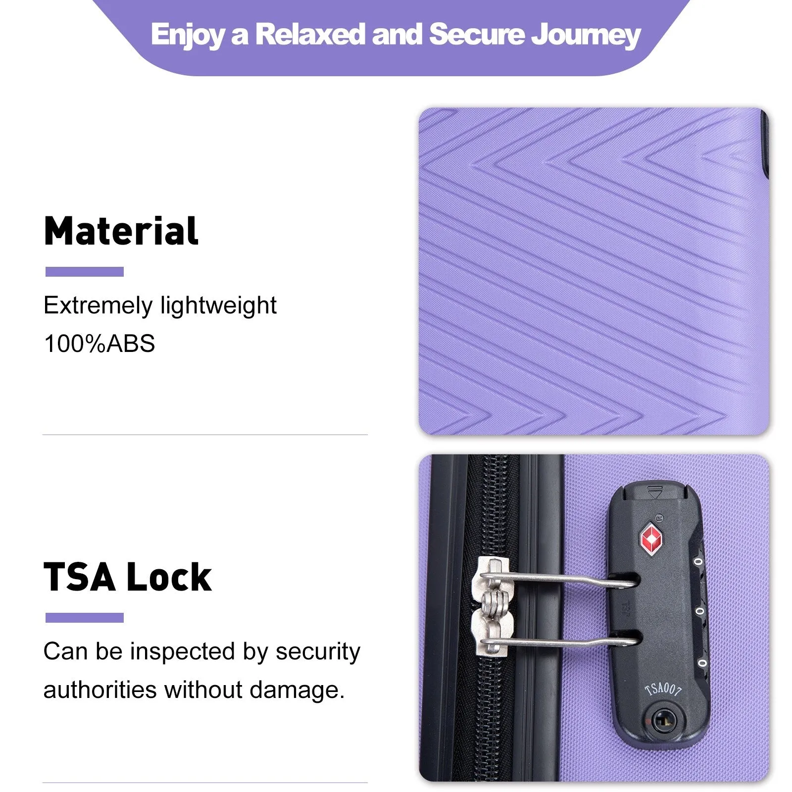 Hardsided 4-piece Luggage with Rotating Wheels and TSA Lock, ABS Lightweight Suitcase with Adjustable Pull Rod (16/20/24/28)