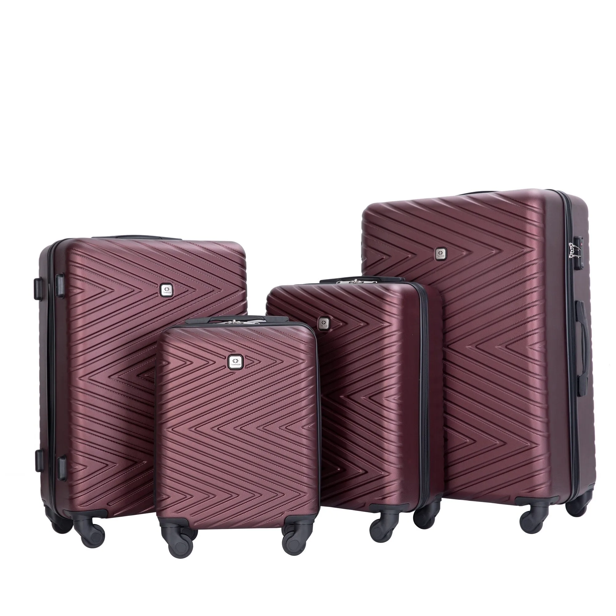 Hardsided 4-piece Luggage with Rotating Wheels and TSA Lock, ABS Lightweight Suitcase with Adjustable Pull Rod (16/20/24/28)