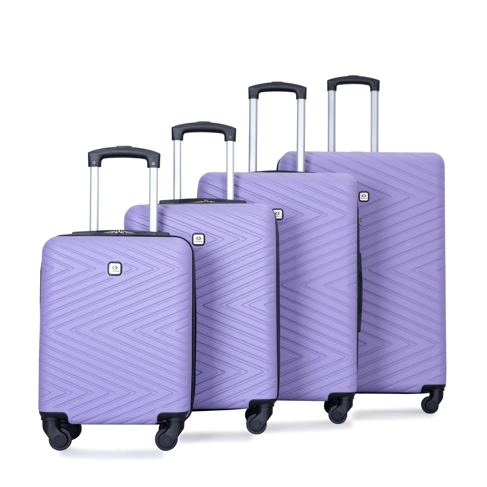 Hardsided 4-piece Luggage with Rotating Wheels and TSA Lock, ABS Lightweight Suitcase with Adjustable Pull Rod (16/20/24/28)
