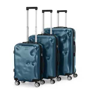 Hikolayae 3 Piece Hardside Spinner Luggage Sets with TSA Lock, Blue