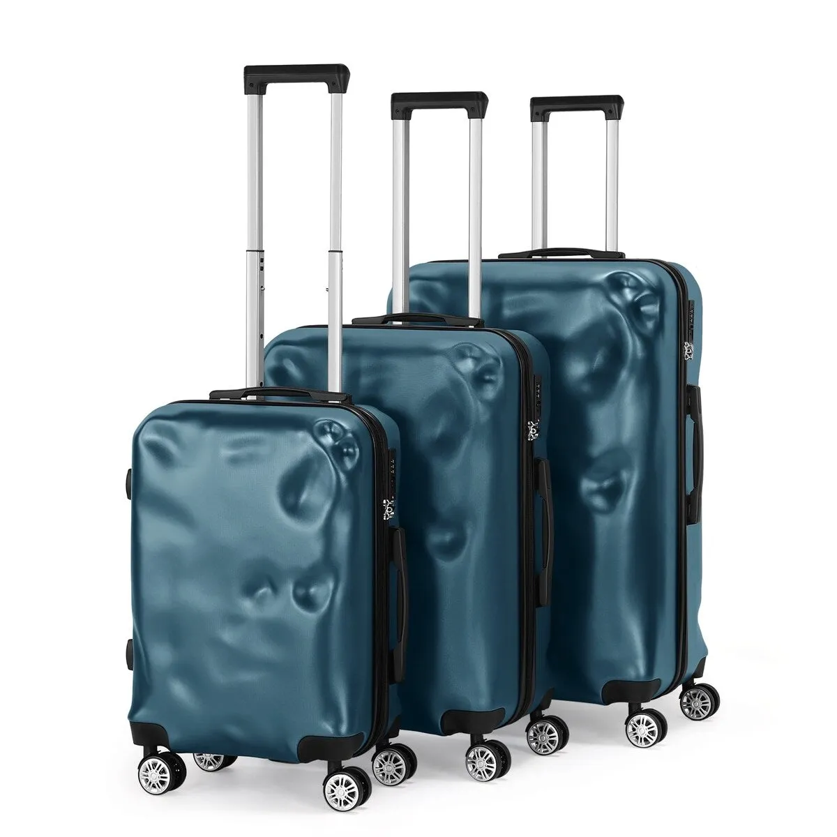 Hikolayae 3 Piece Hardside Spinner Luggage Sets with TSA Lock, Blue