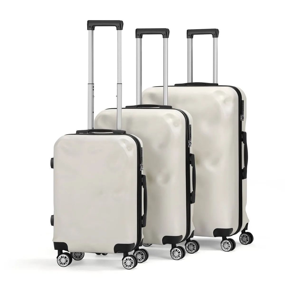 Hikolayae 3 Piece Hardside Spinner Luggage Sets with TSA Lock, White