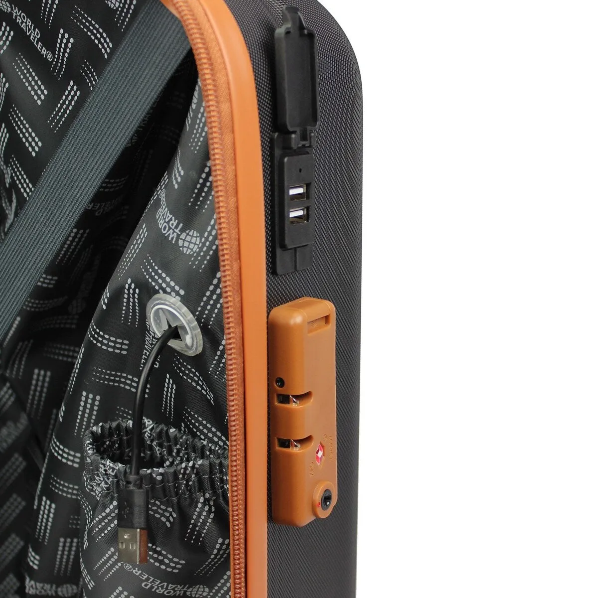 Jetsetter Deluxe 3-Piece Hardside Luggage Set with USB Port