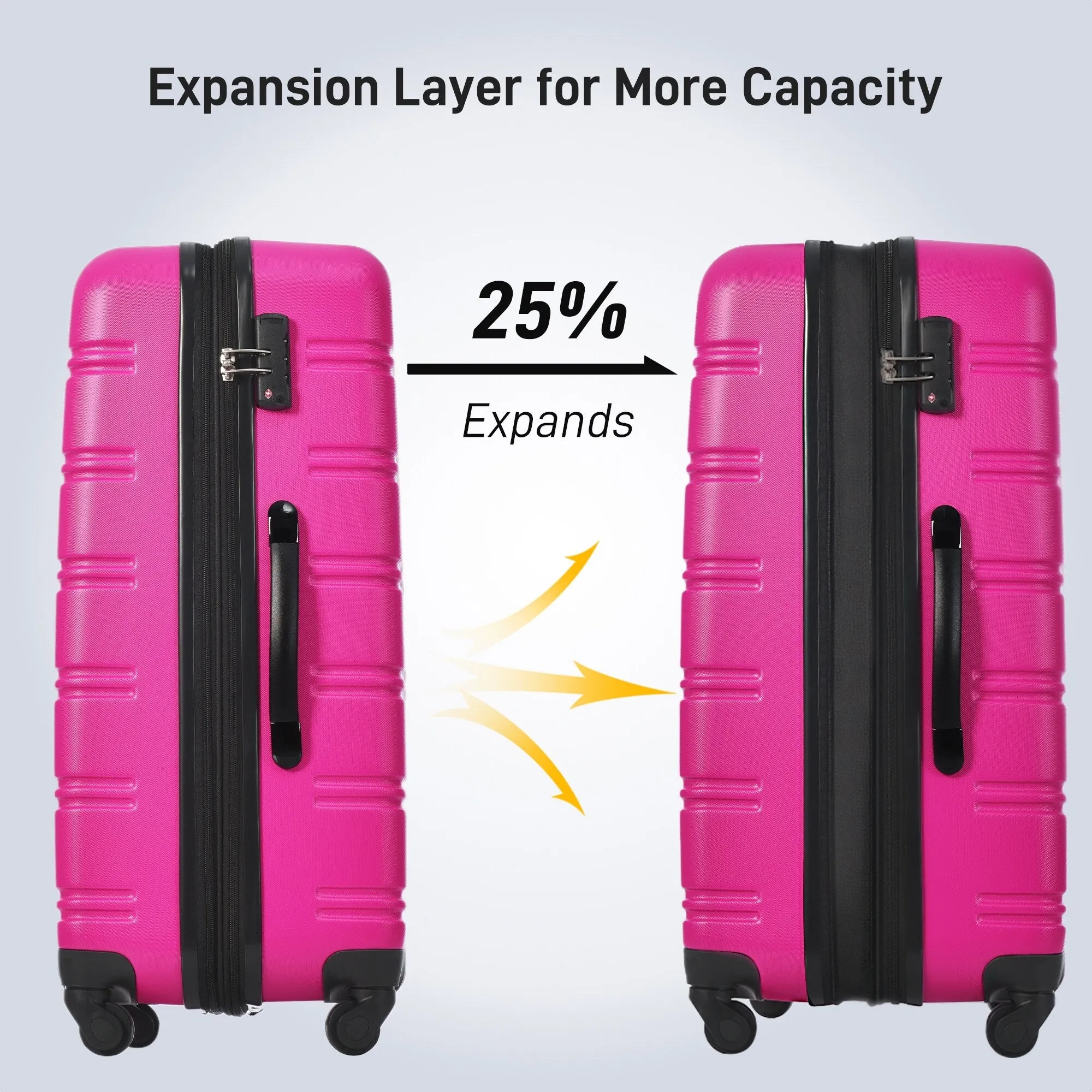 Lightweight Luggage Sets with Expanable Spinner Wheels and Handle, 4 pcs Bag Spinner Suitcase with 3 Digit Lock (16"/20"/24/28")