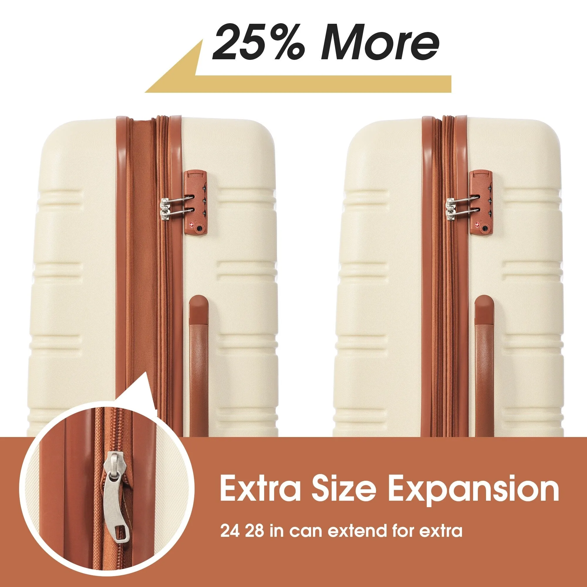 Lightweight Luggage Sets with Expanable Spinner Wheels and Handle, 4 pcs Bag Spinner Suitcase with 3 Digit Lock (16"/20"/24/28")