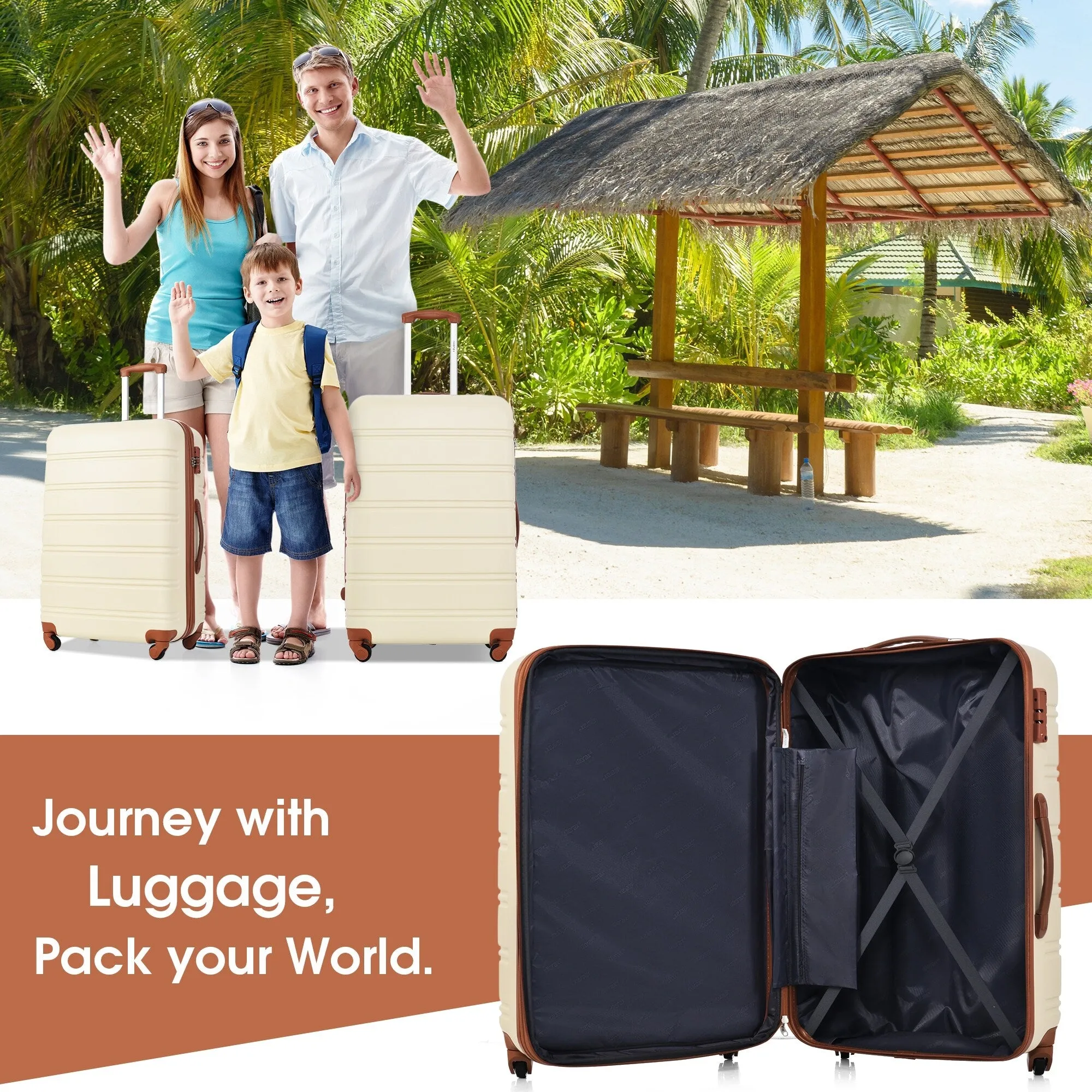 Lightweight Luggage Sets with Expanable Spinner Wheels and Handle, 4 pcs Bag Spinner Suitcase with 3 Digit Lock (16"/20"/24/28")