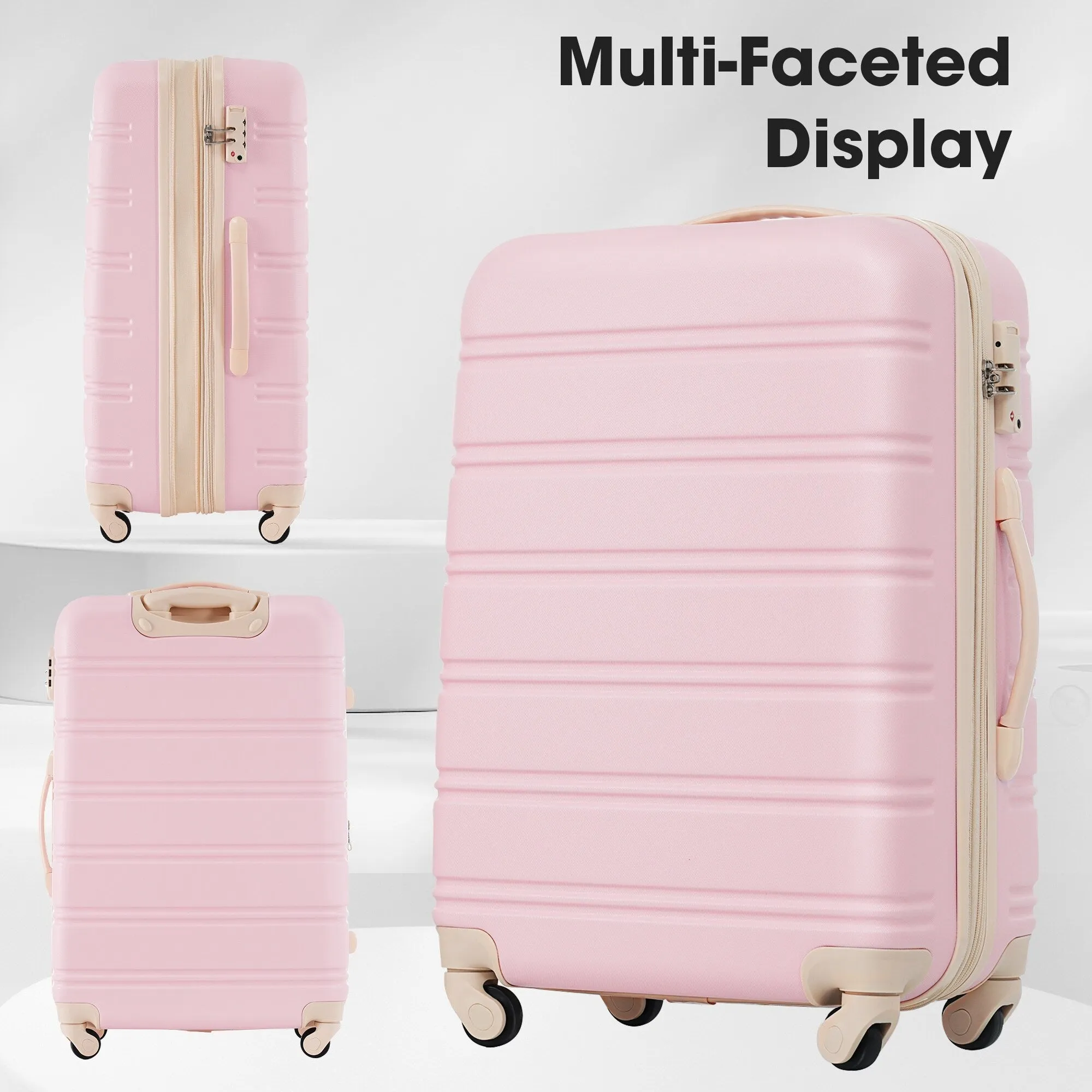 Lightweight Luggage Sets with Expanable Spinner Wheels and Handle, 4 pcs Bag Spinner Suitcase with 3 Digit Lock (16"/20"/24/28")