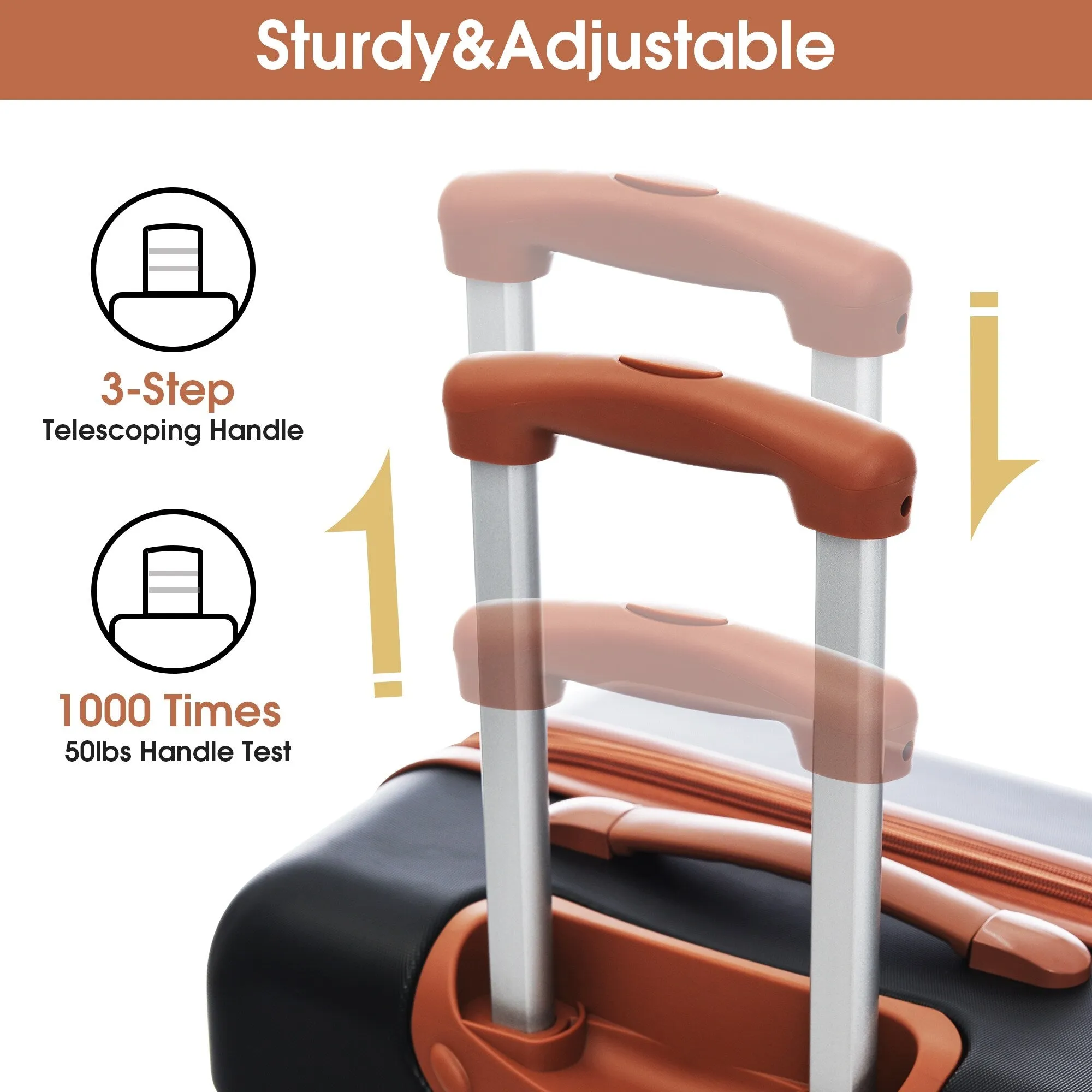 Lightweight Luggage Sets with Expanable Spinner Wheels and Handle, 4 pcs Bag Spinner Suitcase with 3 Digit Lock (16"/20"/24/28")