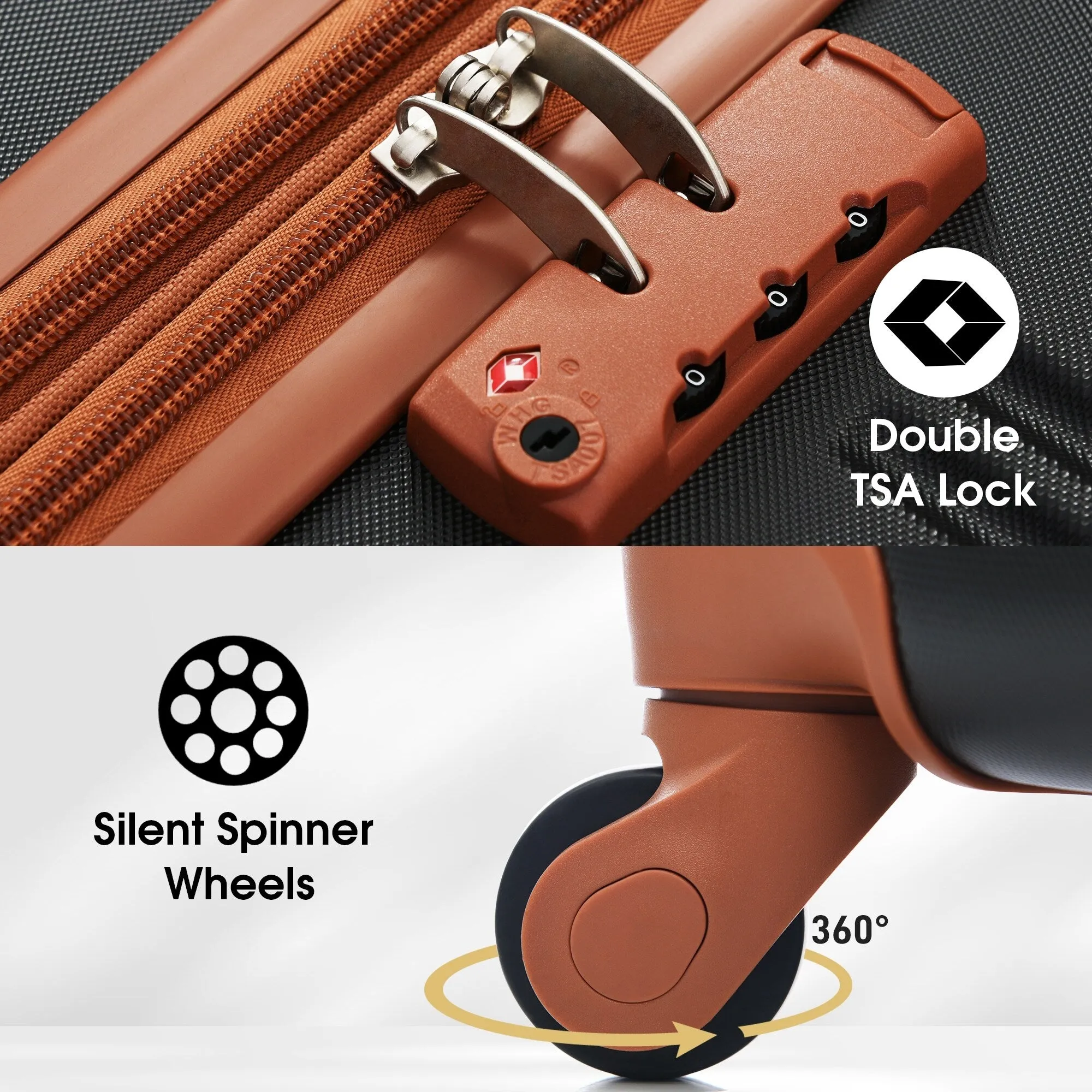 Lightweight Luggage Sets with Expanable Spinner Wheels and Handle, 4 pcs Bag Spinner Suitcase with 3 Digit Lock (16"/20"/24/28")