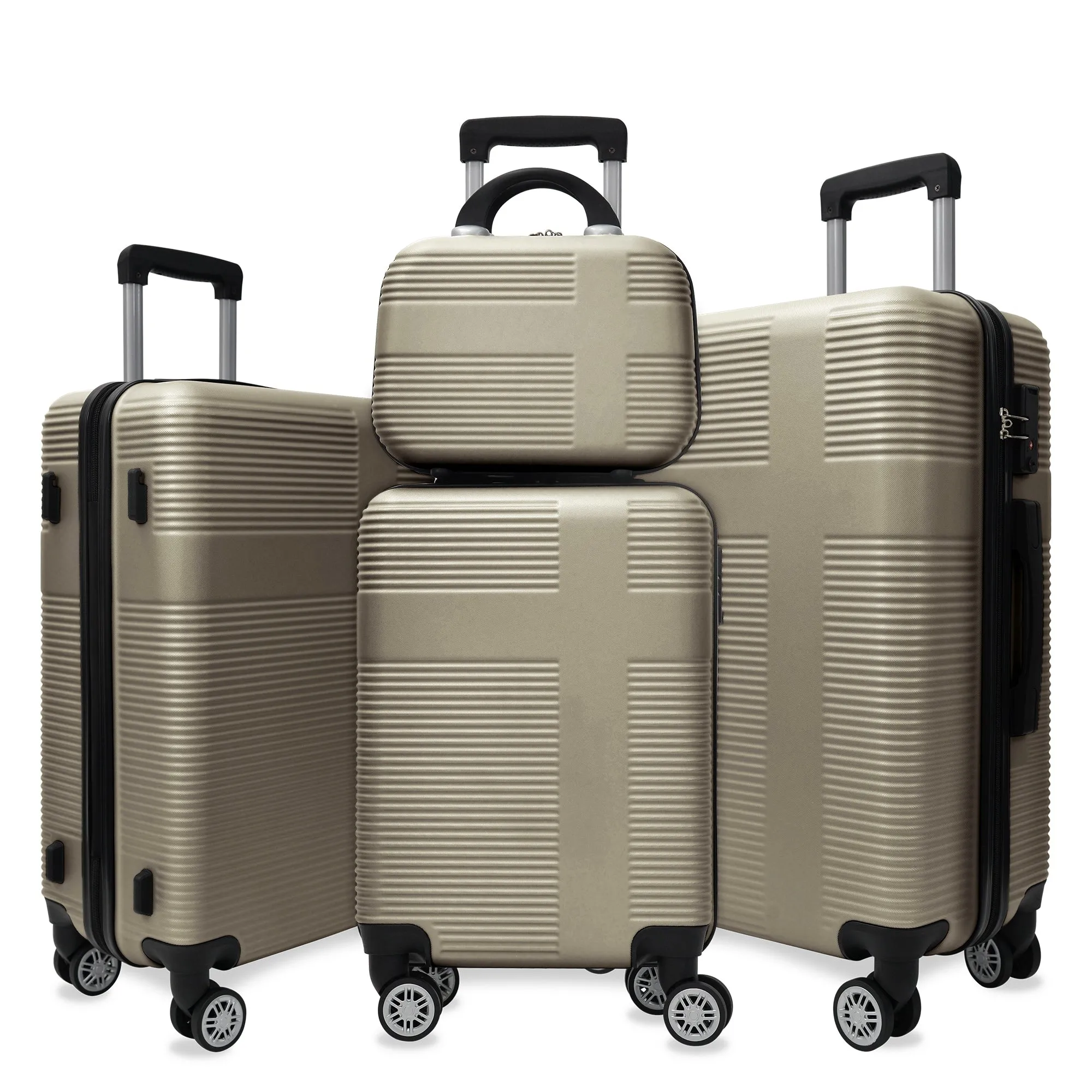 Luggage 4 Piece Set with Spinner Wheels, Hardshell Lightweight Suitcase with TSA Lock,Checked Luggage(12/20/24/28in)