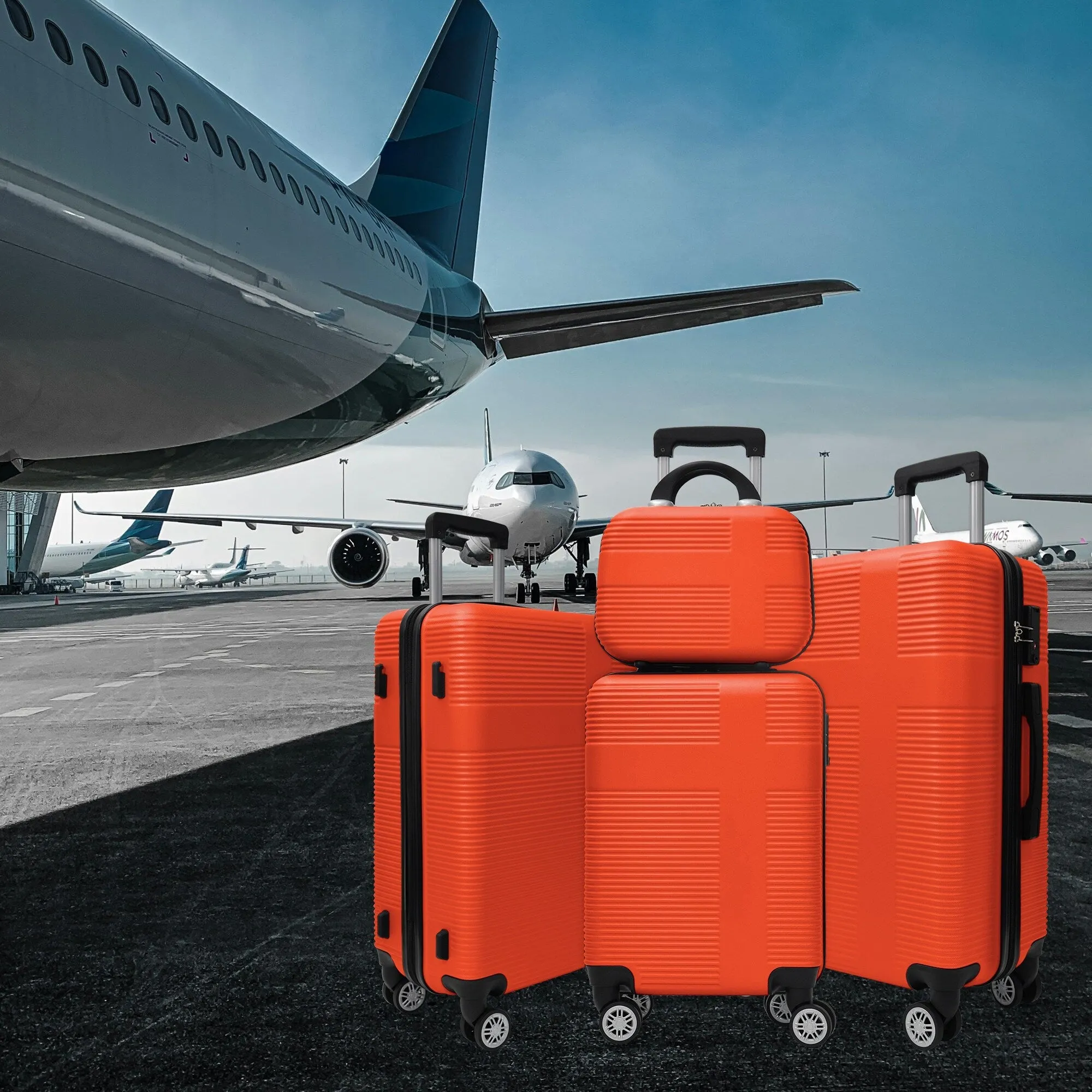 Luggage 4 Piece Set with Spinner Wheels, Hardshell Lightweight Suitcase with TSA Lock,Checked Luggage(12/20/24/28in)