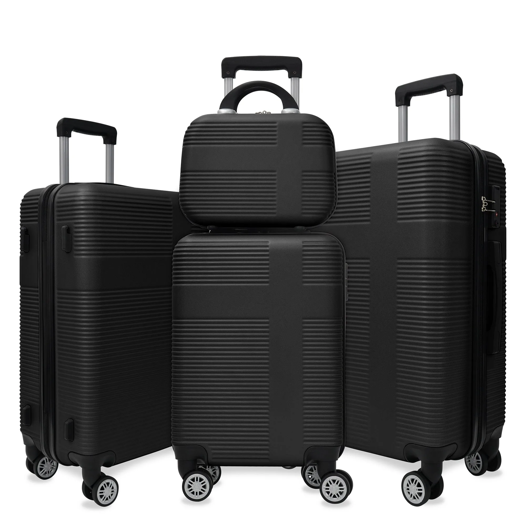 Luggage 4 Piece Set with Spinner Wheels, Hardshell Lightweight Suitcase with TSA Lock,Checked Luggage(12/20/24/28in)